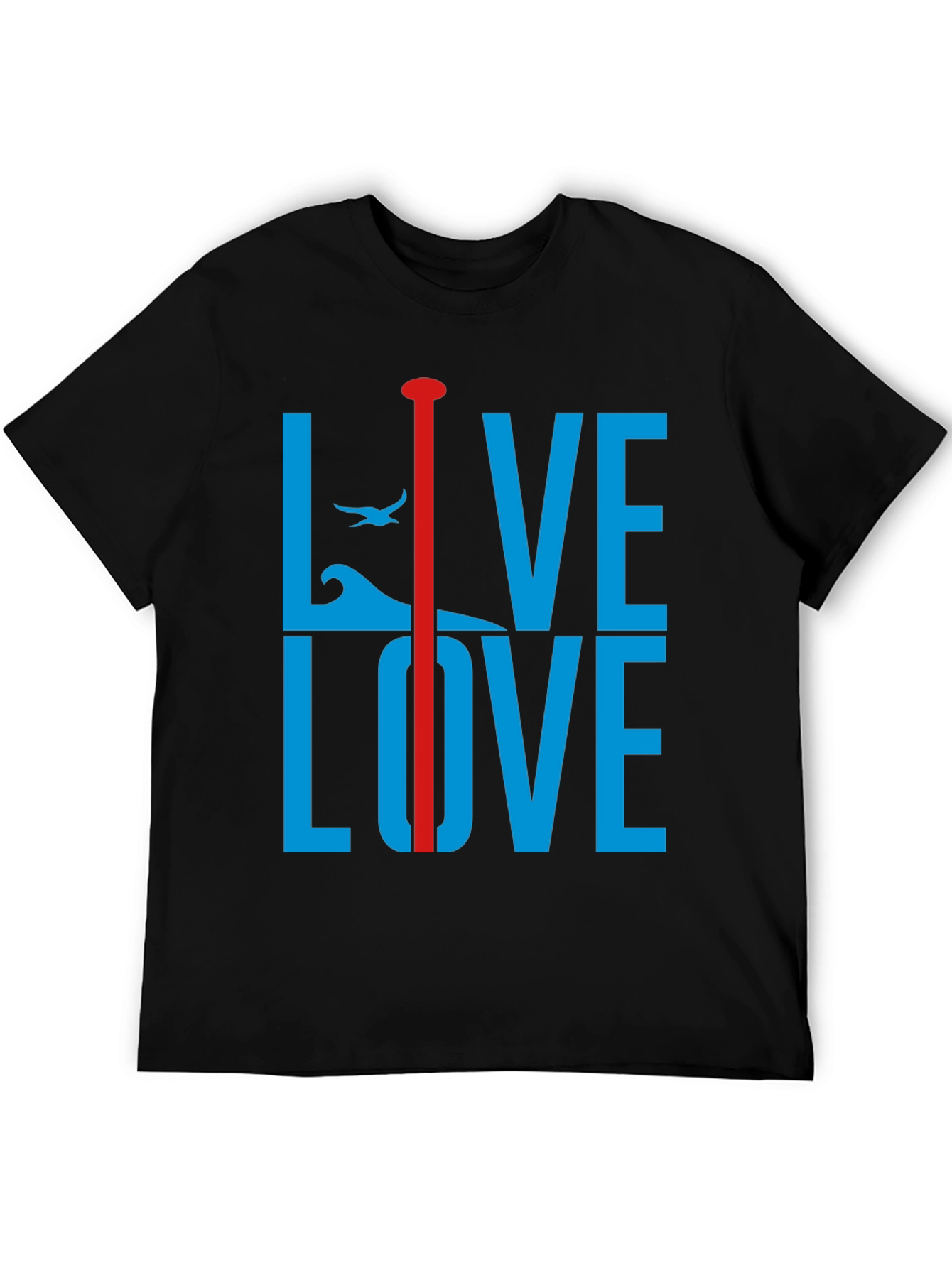 Live Love Graphic Tee - Blue and Red Design