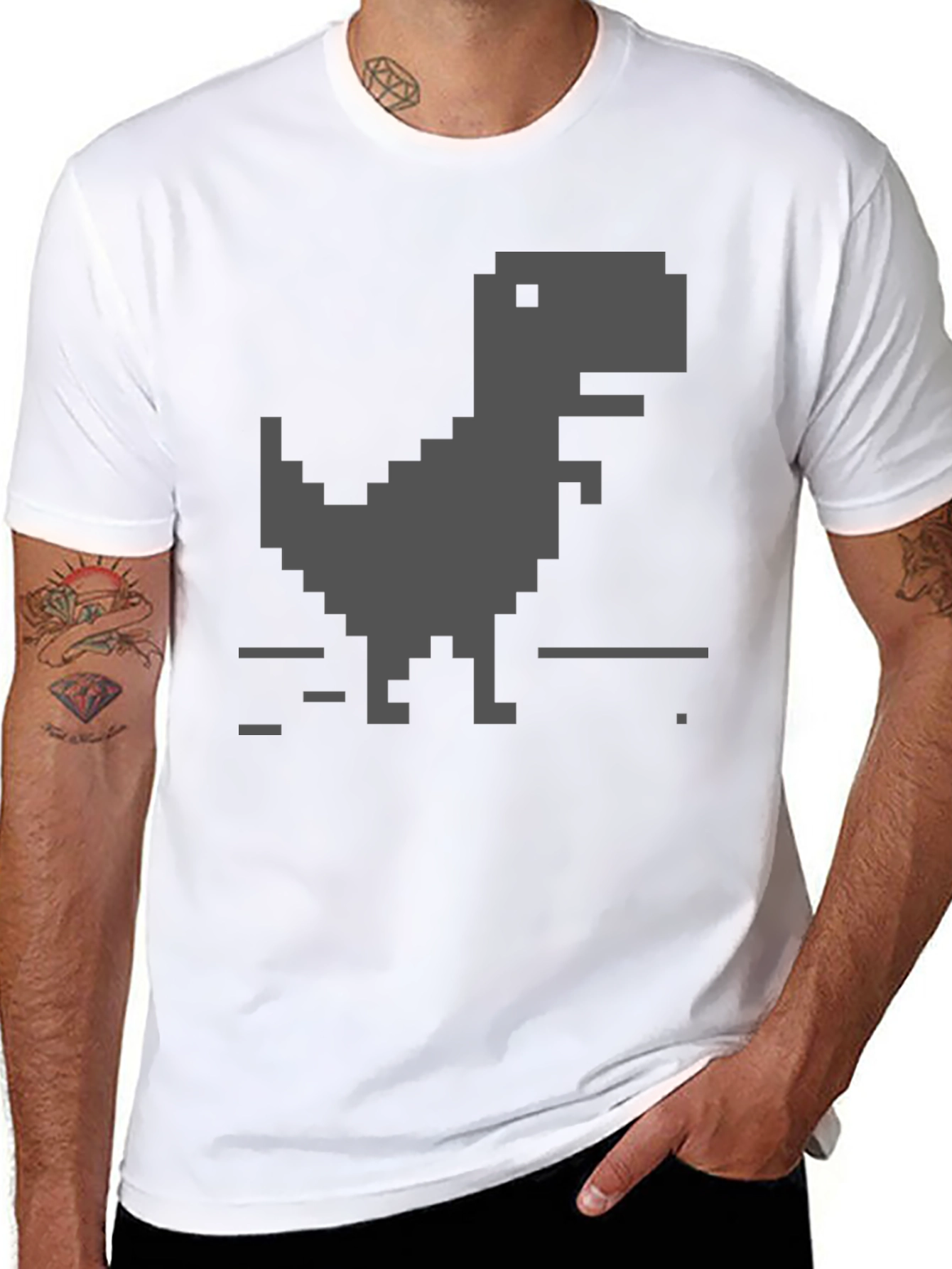 Pixel Dinosaur Black T-Shirt