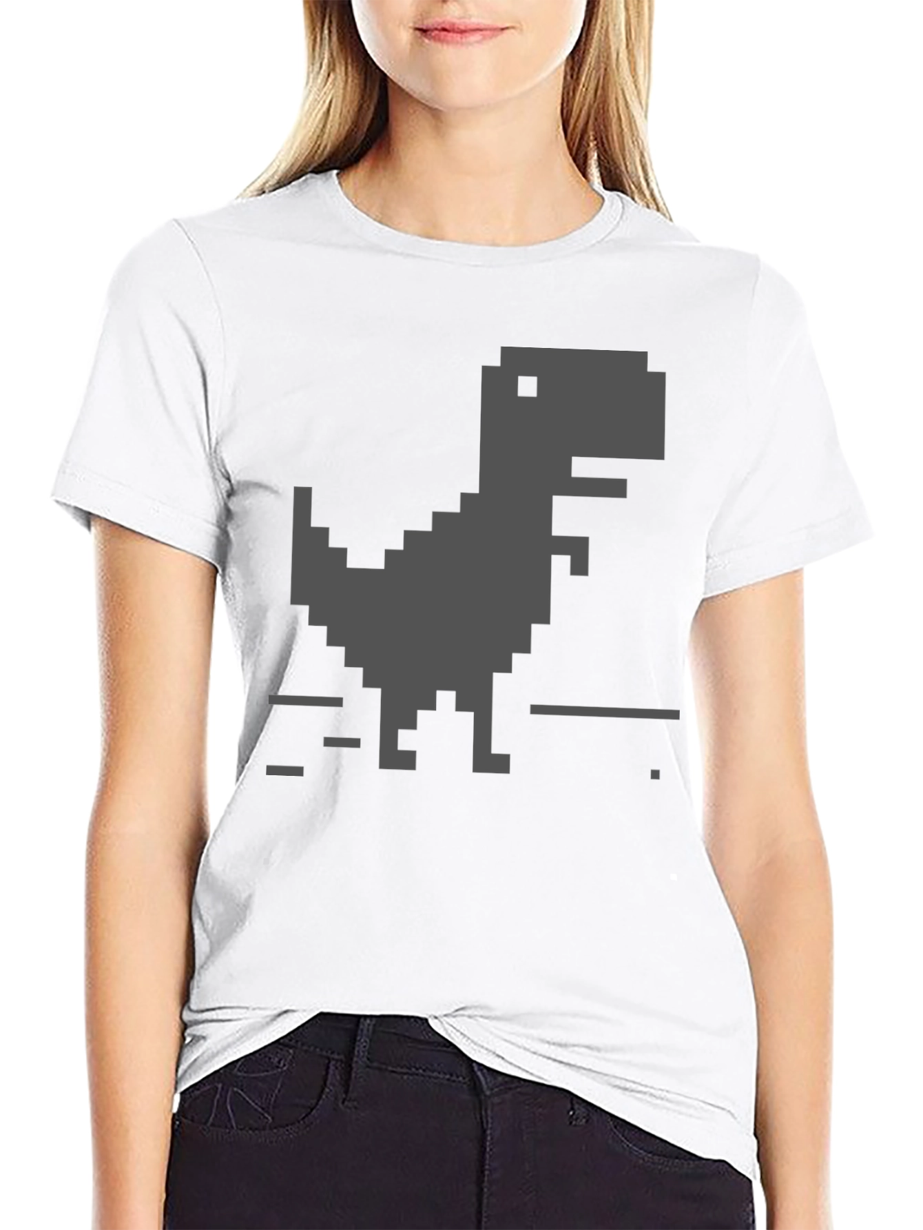 Pixel Dinosaur Black T-Shirt