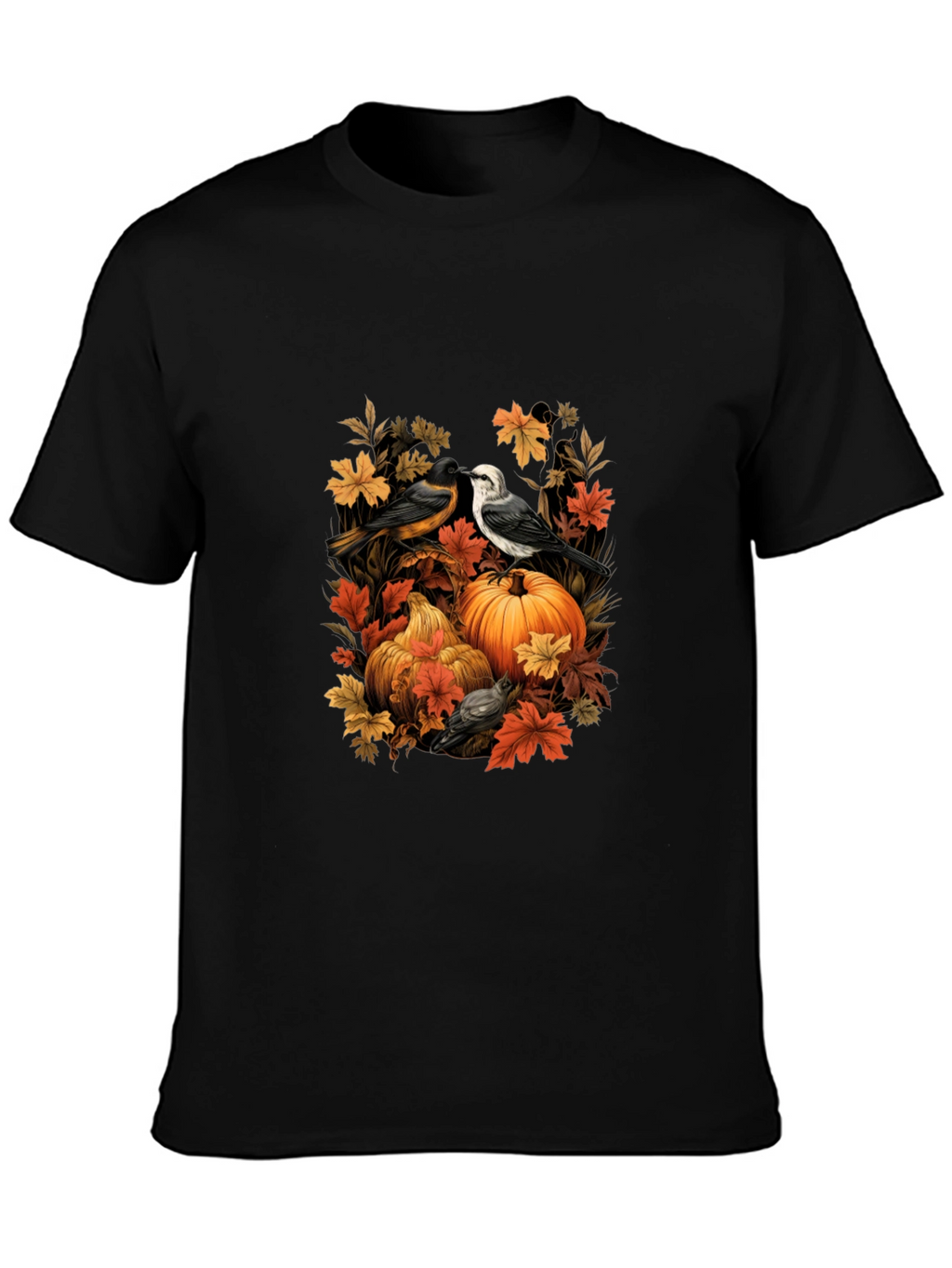 Autumn Birds & Pumpkins Graphic Tee
