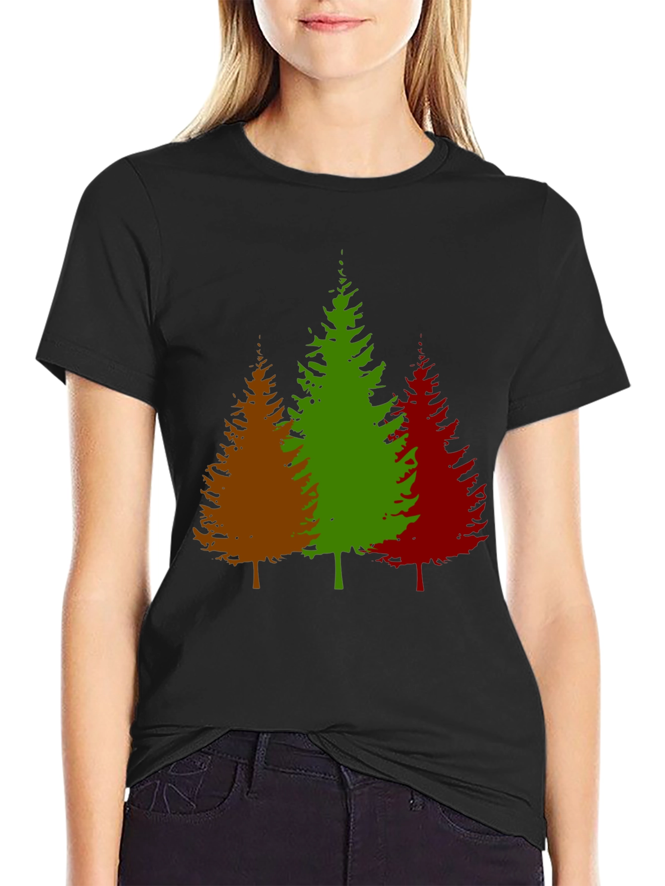 Colorful Evergreen Tree Graphic T-Shirt