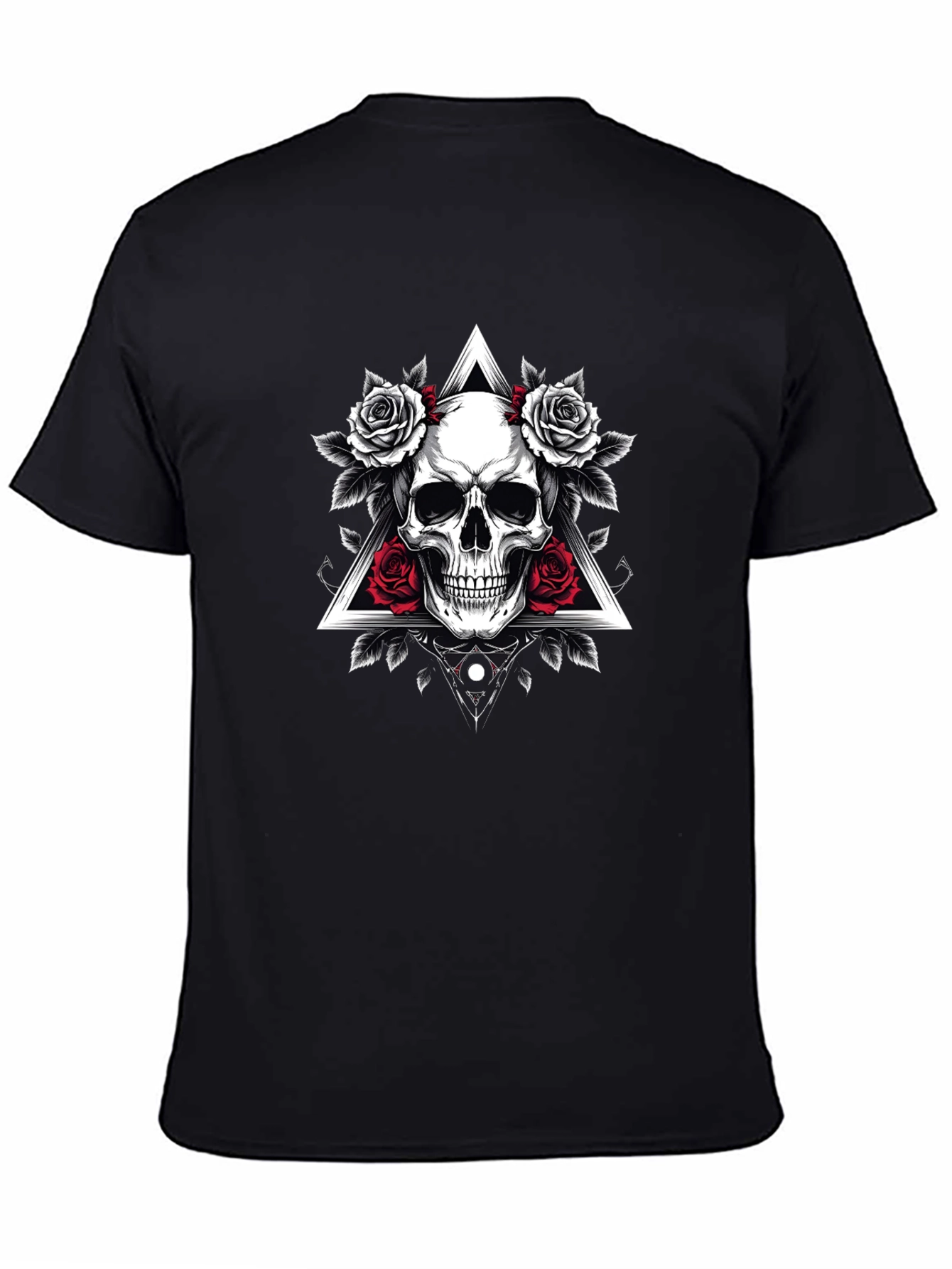 Skull & Roses Graphic Tee - Gothic Style Black Shirt