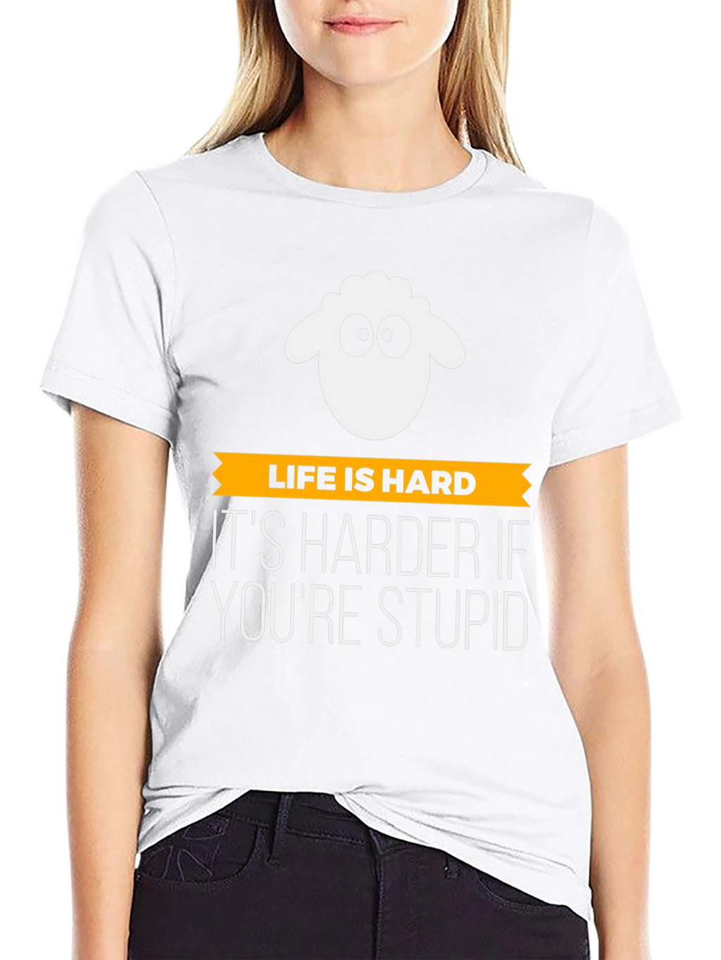 Life is Hard Stupid Sheep Graphic Tee - Black