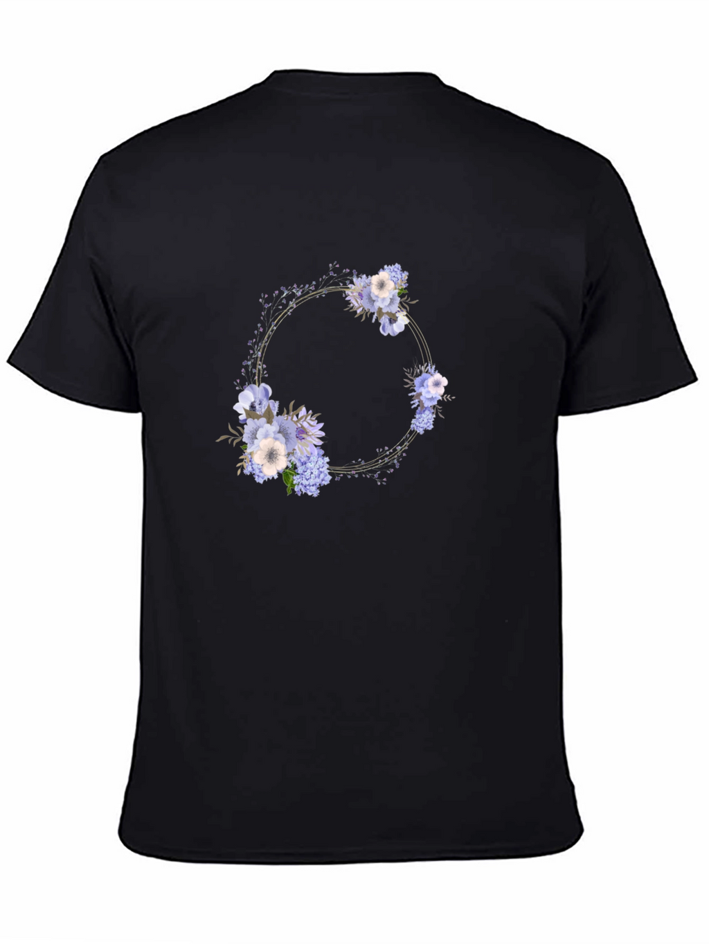 Floral Wreath Black T-Shirt - Stylish Mens Tee