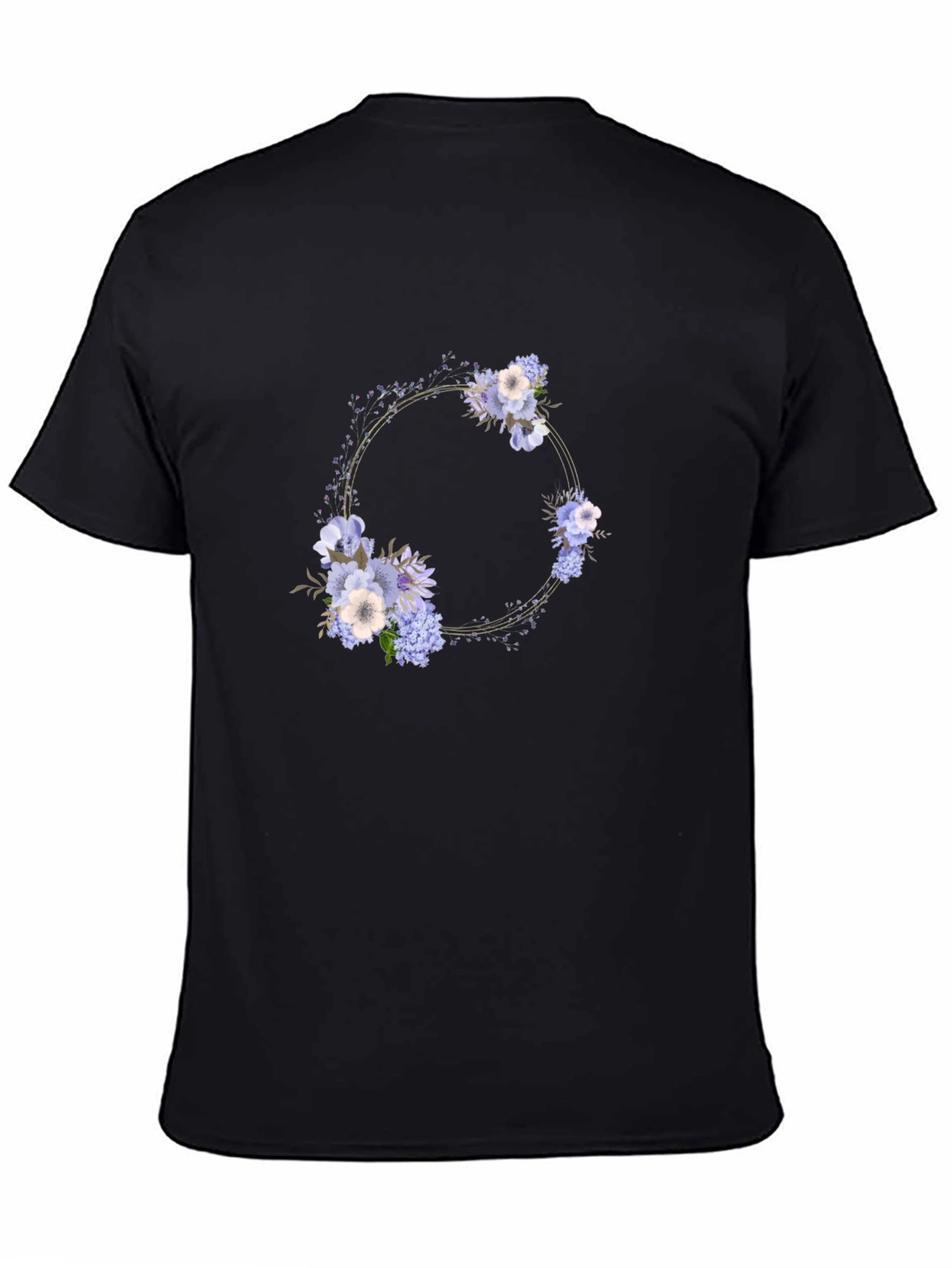 Floral Wreath Black T-Shirt - Stylish Mens Tee