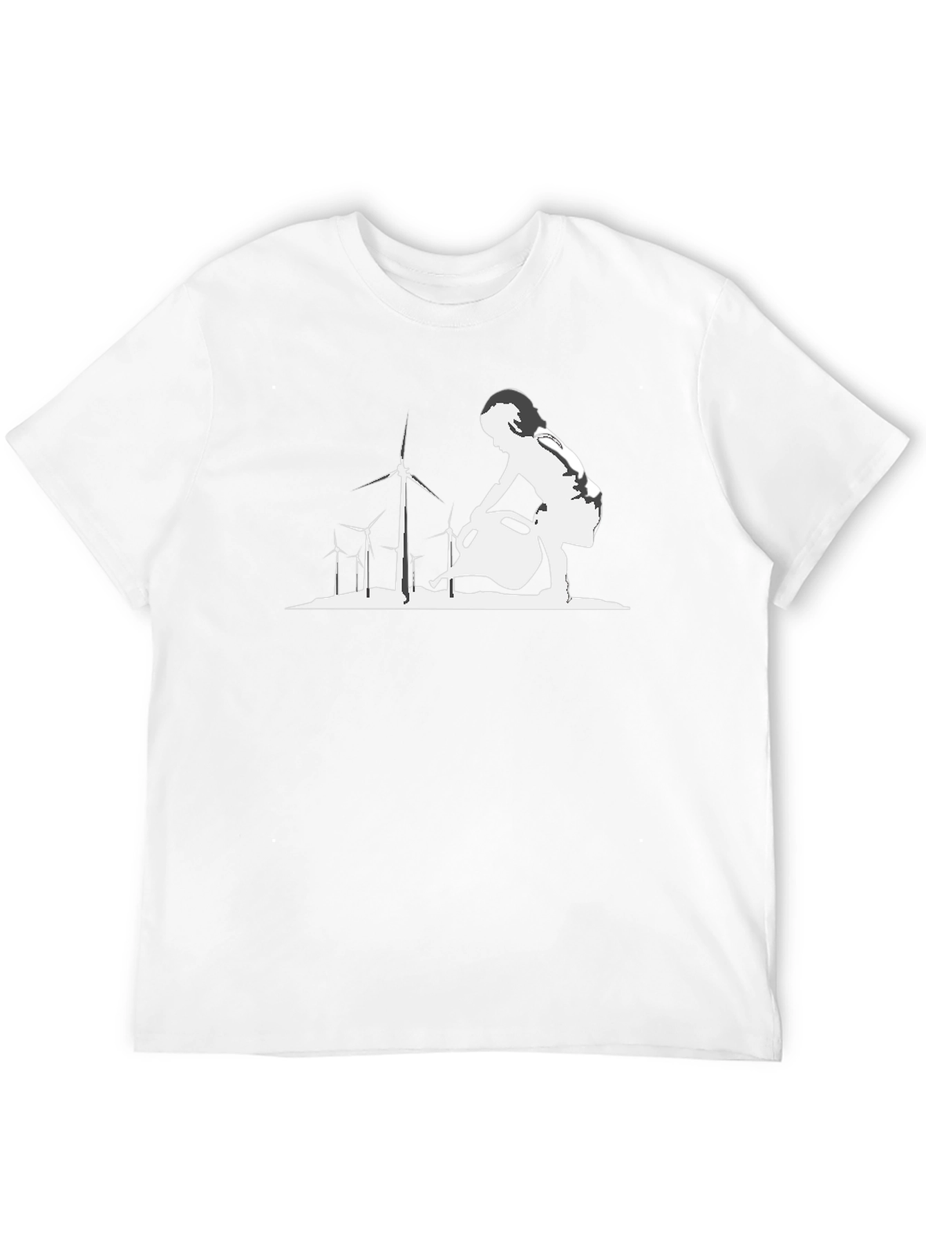 Eco-Friendly T-Shirt: Girl Watering Wind Turbines