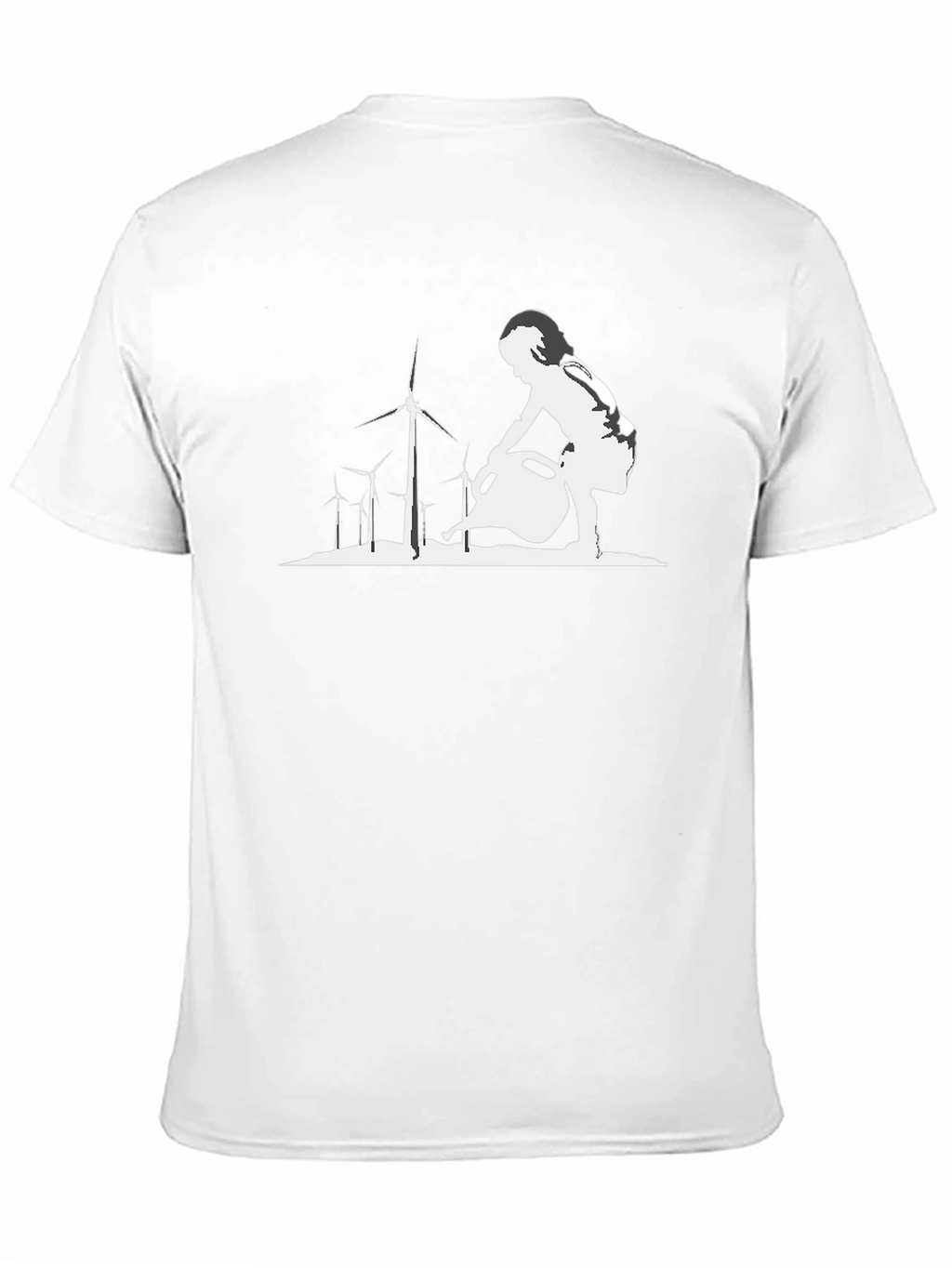 Eco-Friendly T-Shirt: Girl Watering Wind Turbines