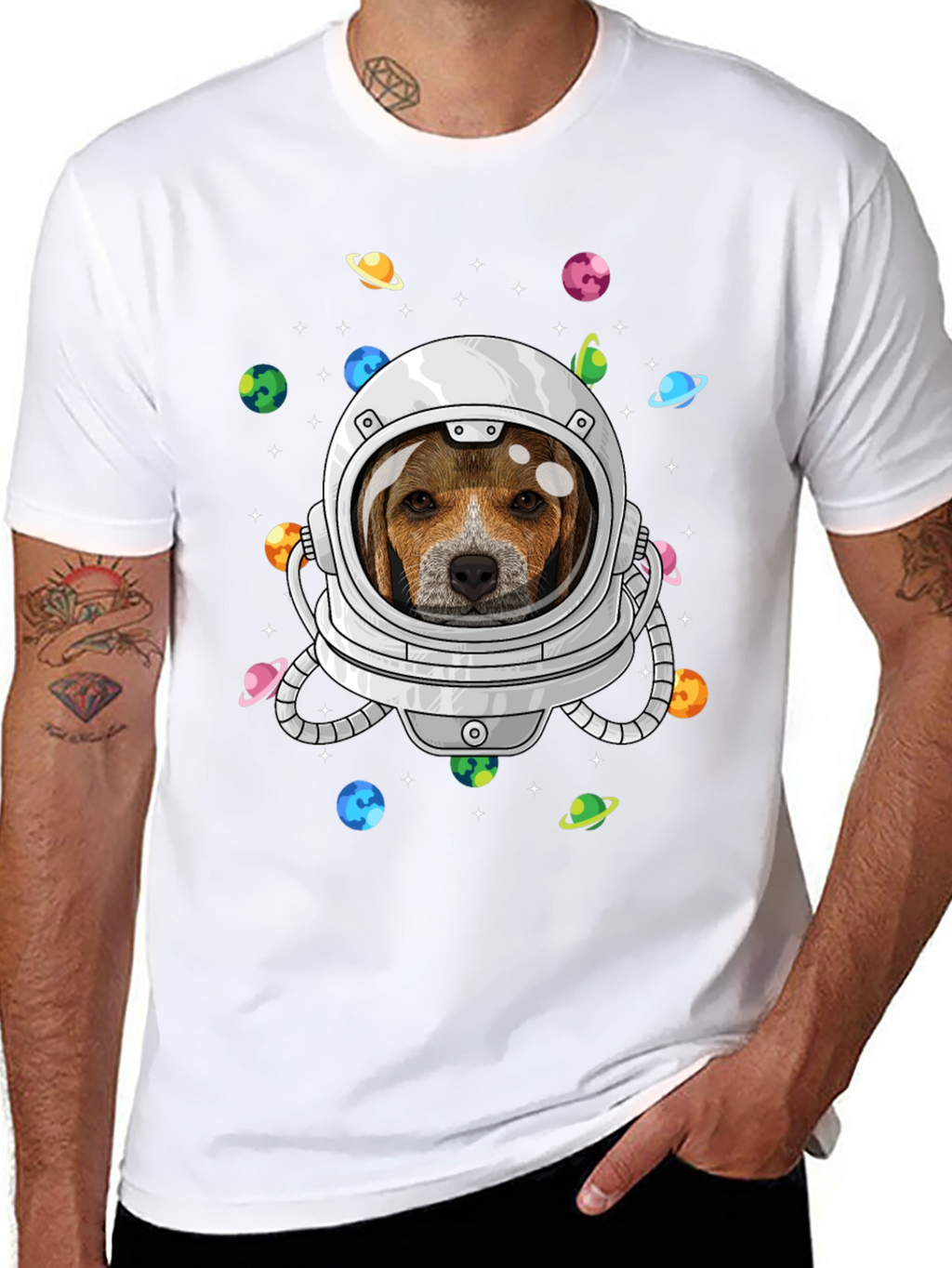 Astronaut Beagle Dog Graphic T-Shirt