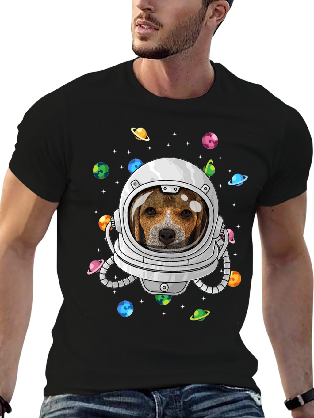 Astronaut Beagle Dog Graphic T-Shirt