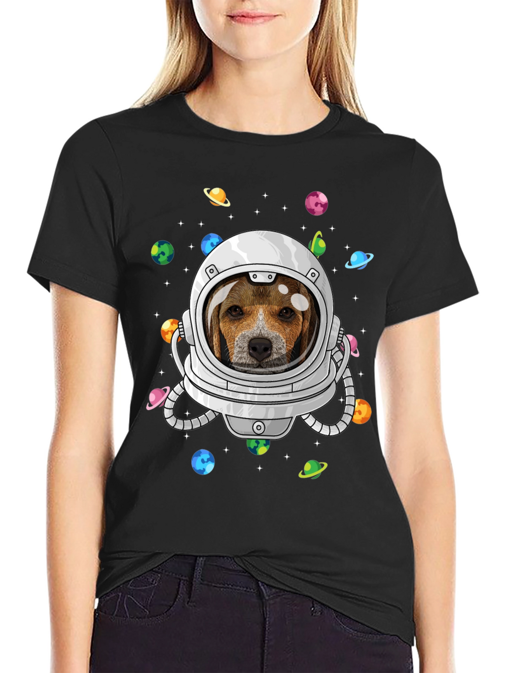 Astronaut Beagle Dog Graphic T-Shirt