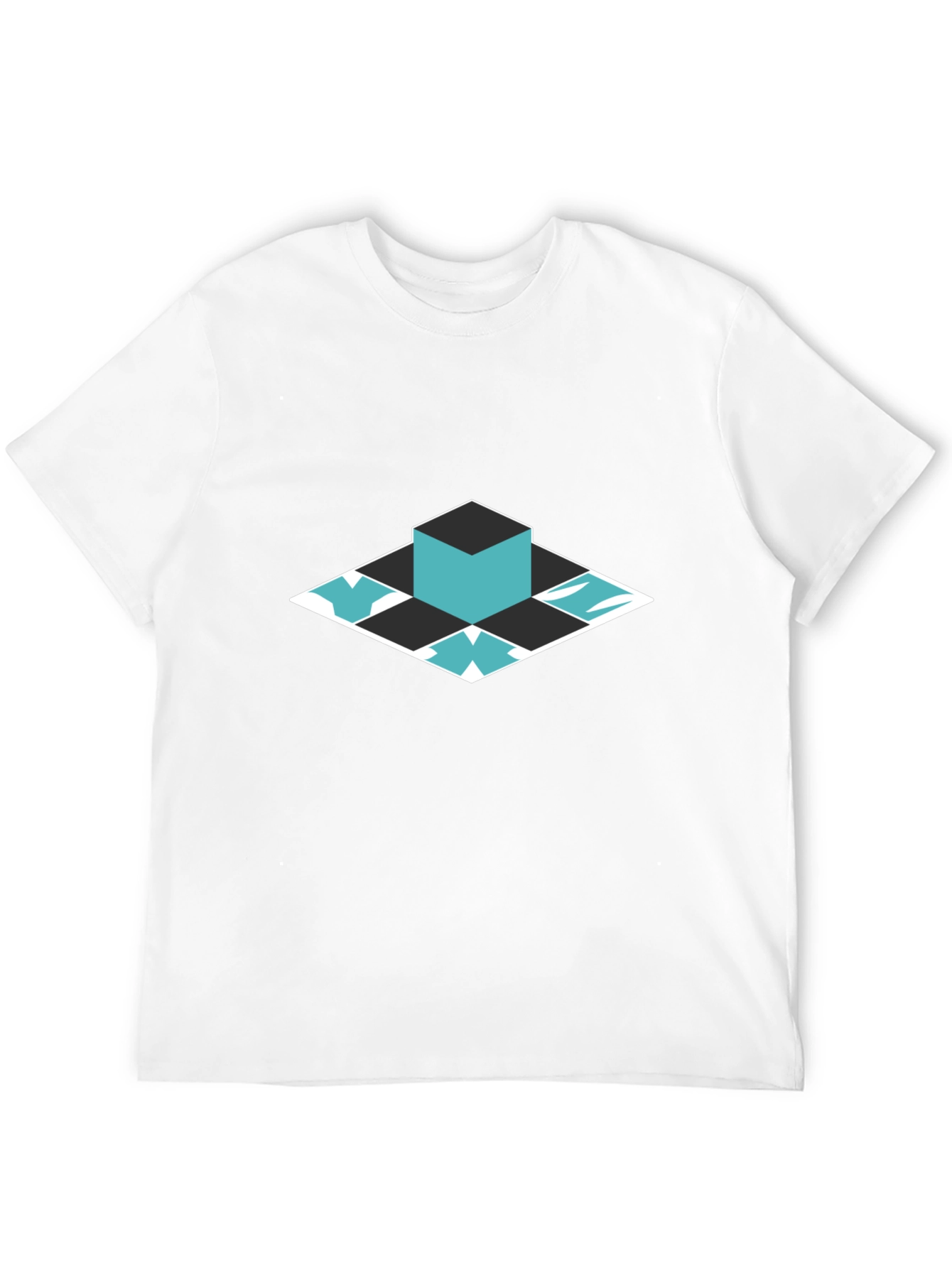 Geometric Cube Graphic Tee - Modern Style