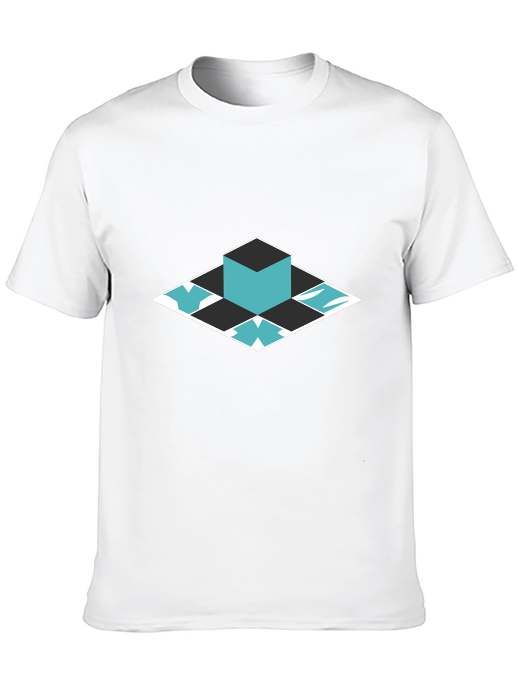 Geometric Cube Graphic Tee - Modern Style