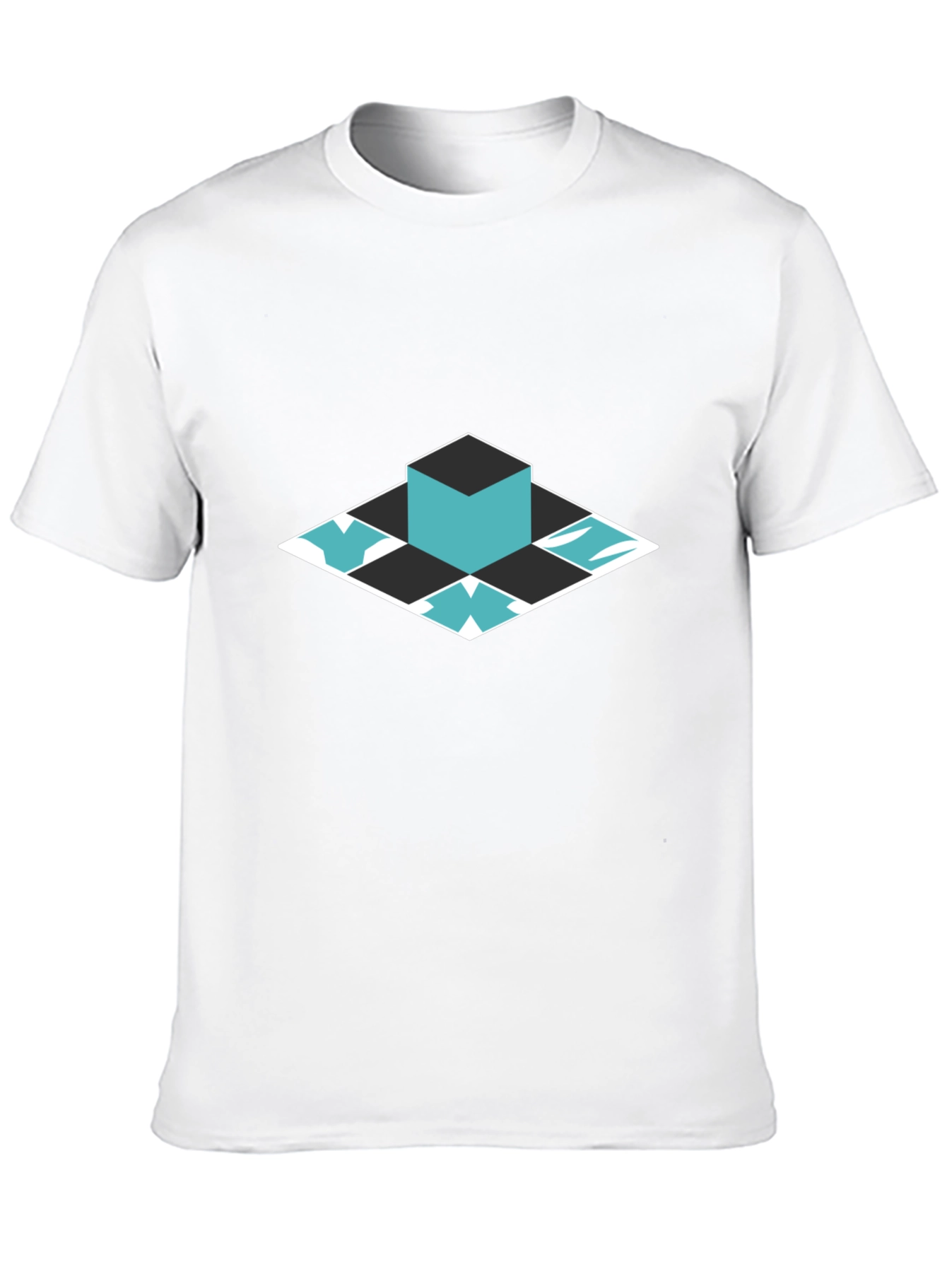 Geometric Cube Graphic Tee - Modern Style