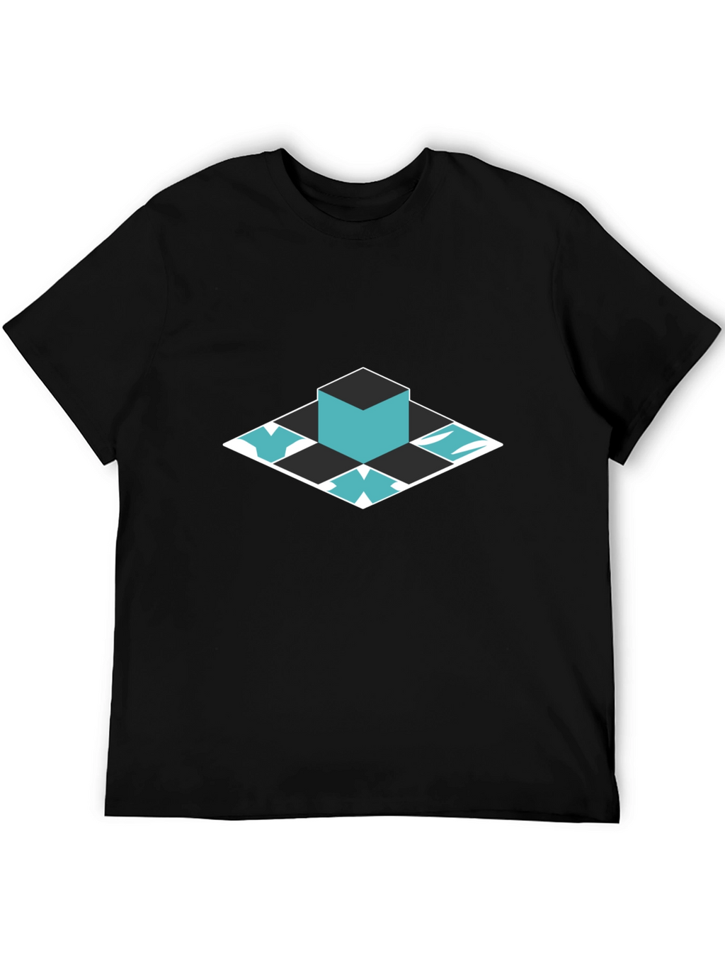 Geometric Cube Graphic Tee - Modern Style