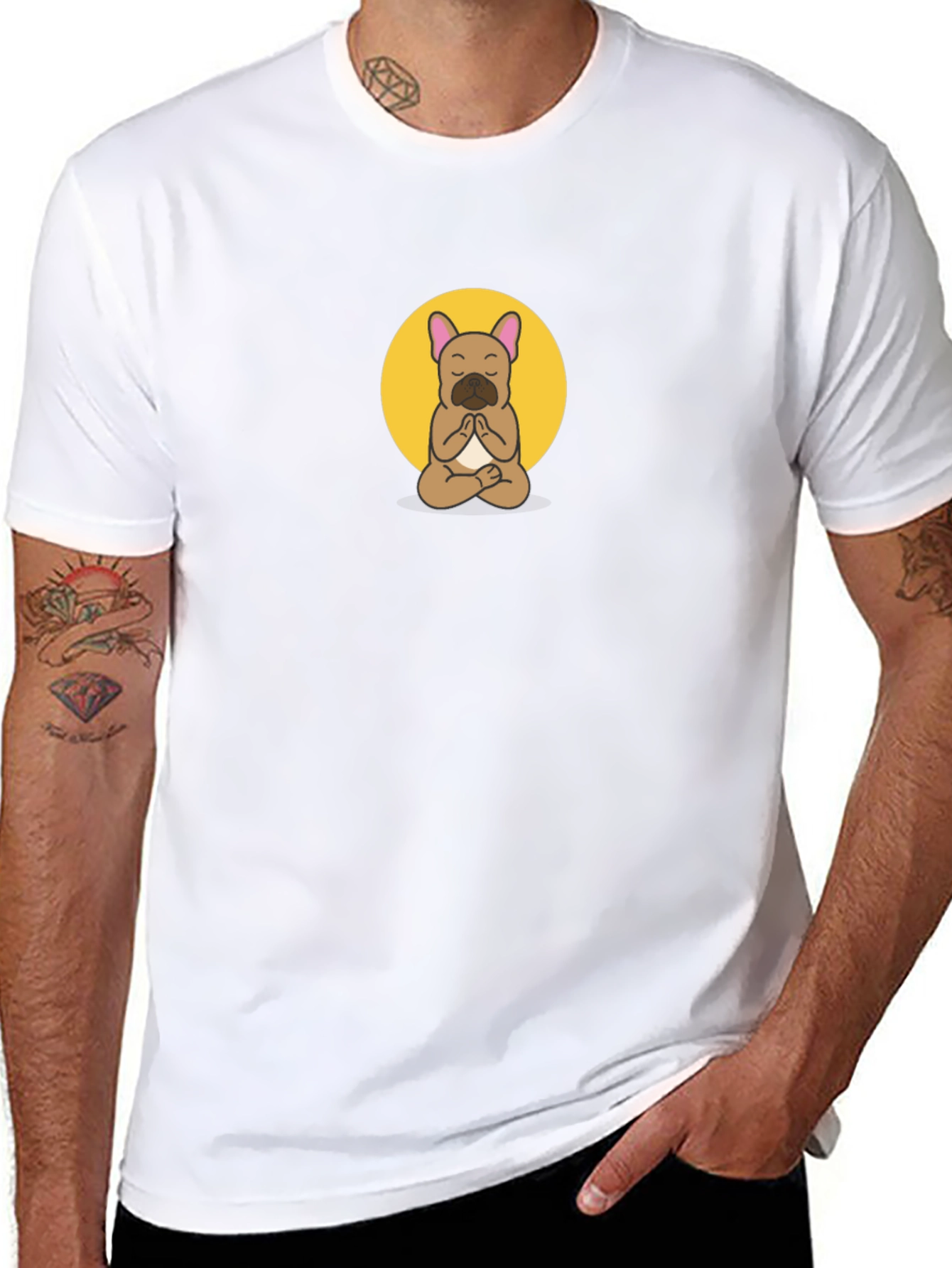 Meditating Bulldog Graphic Tee - Black