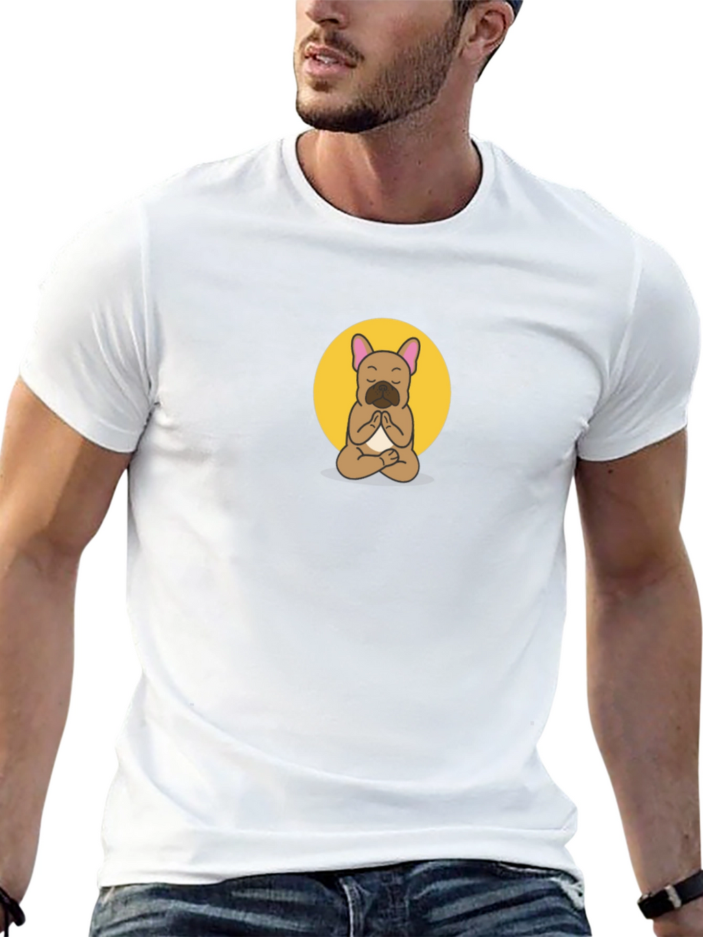 Meditating Bulldog Graphic Tee - Black