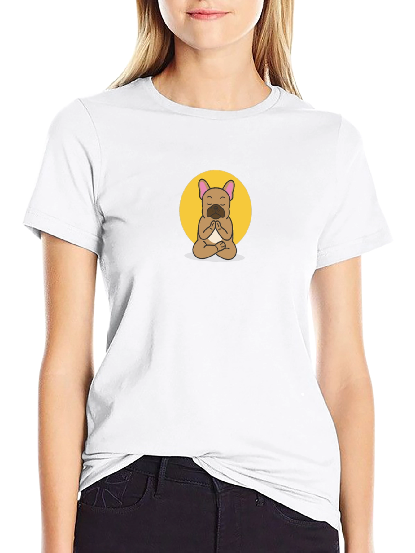 Meditating Bulldog Graphic Tee - Black