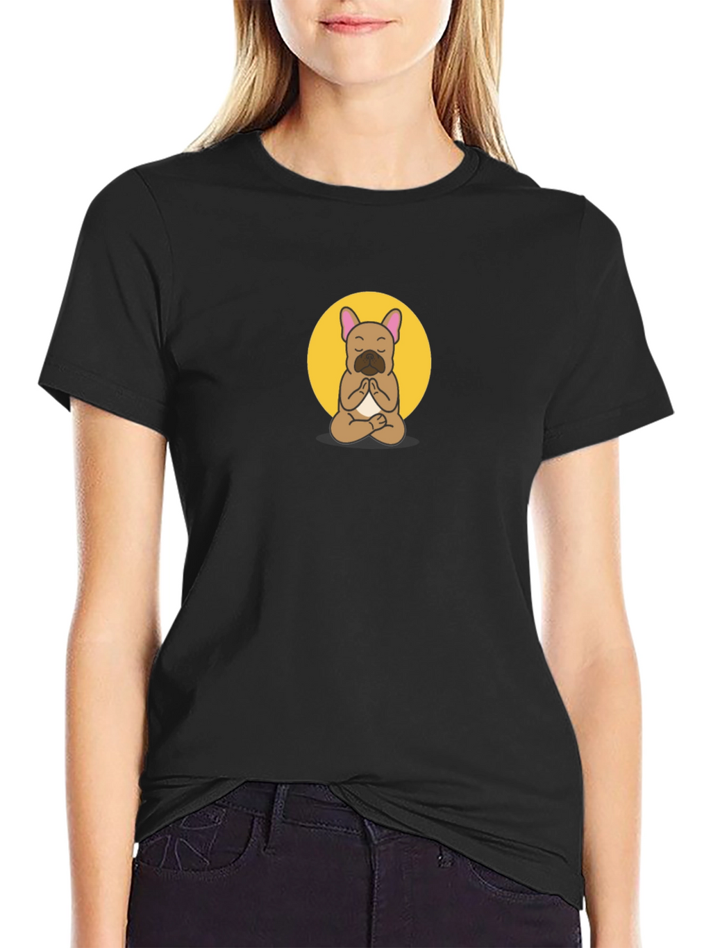 Meditating Bulldog Graphic Tee - Black