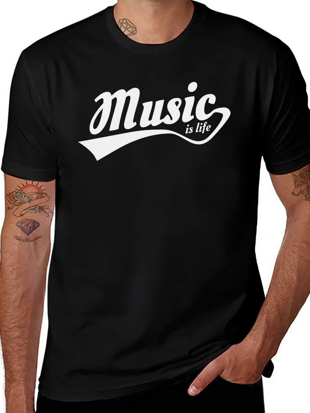 Music is Life Black T-Shirt