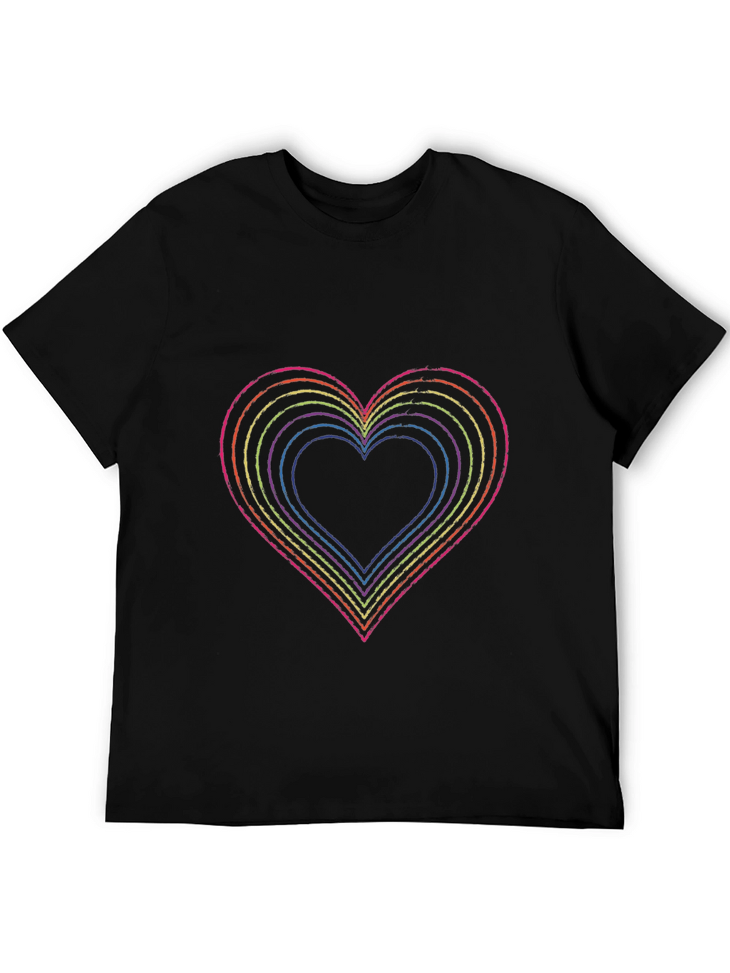 Rainbow Heart Graphic Black T-Shirt