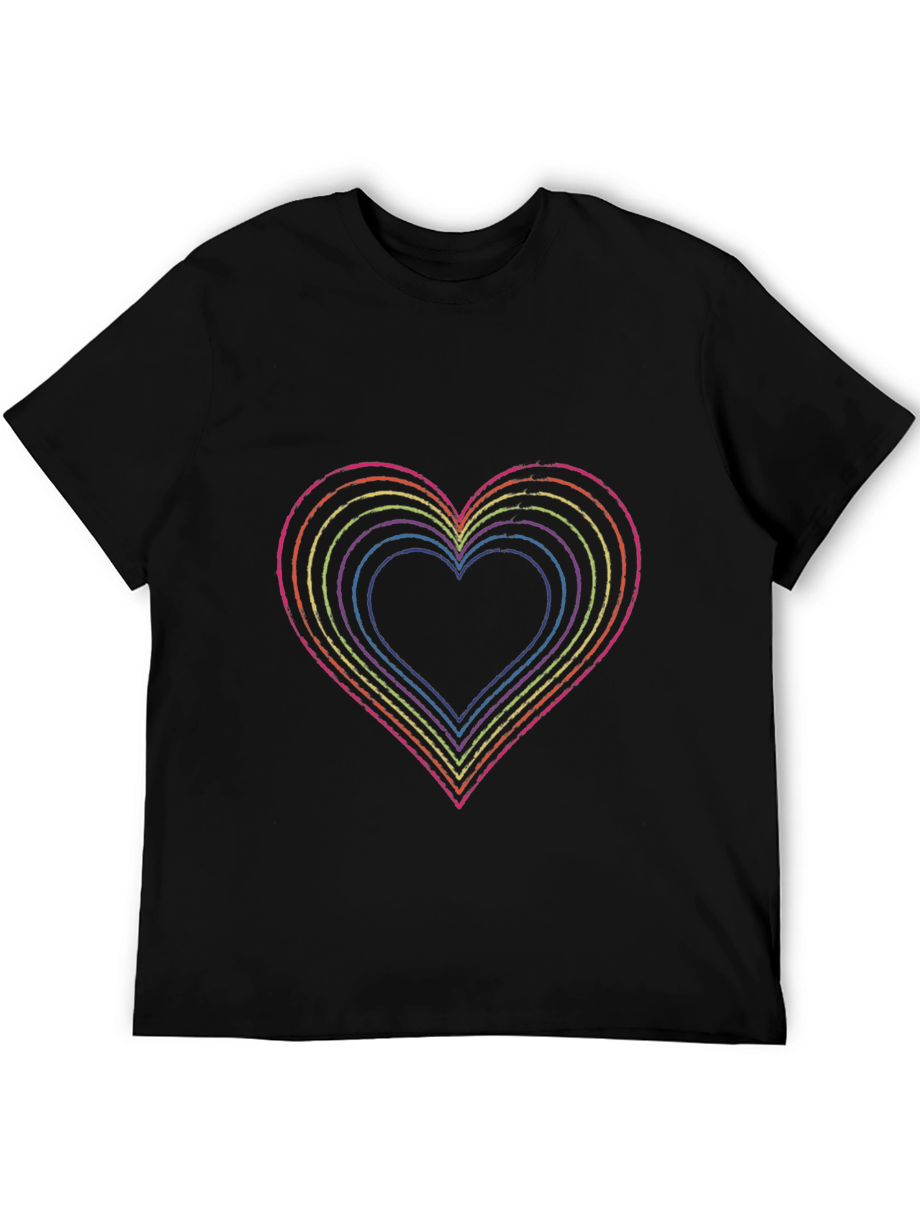 Rainbow Heart Graphic Black T-Shirt