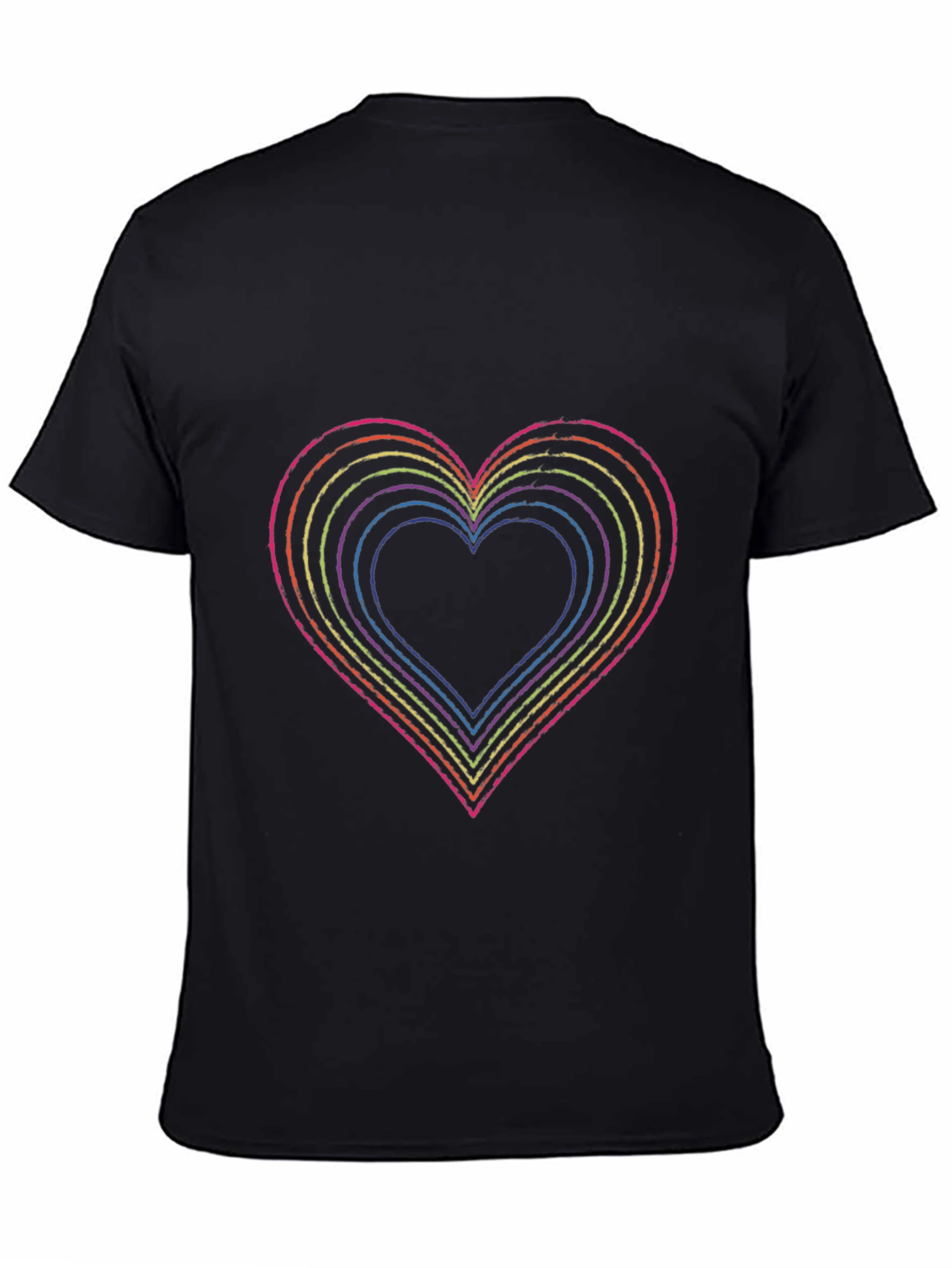 Rainbow Heart Graphic Black T-Shirt