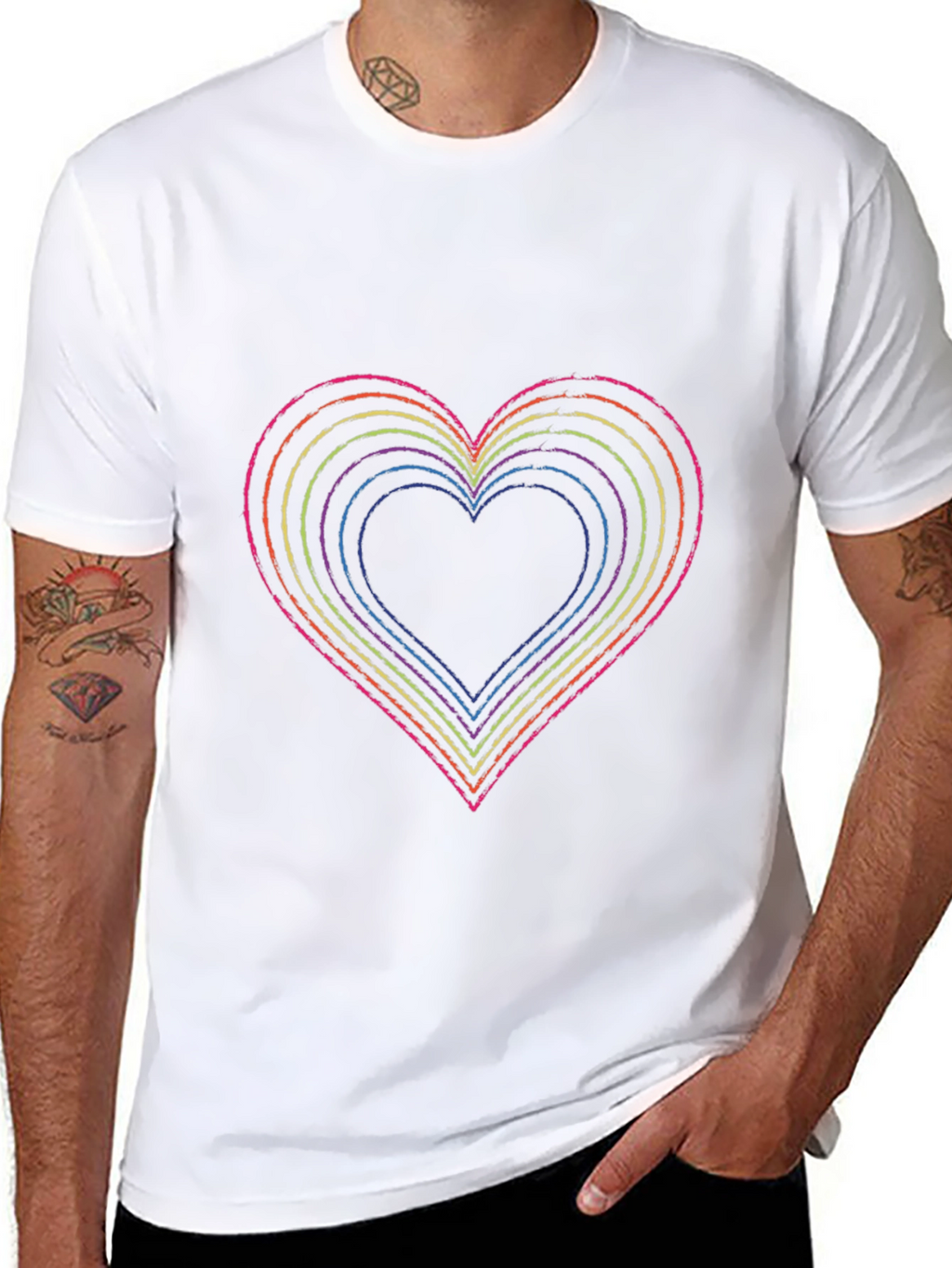 Rainbow Heart Graphic Black T-Shirt