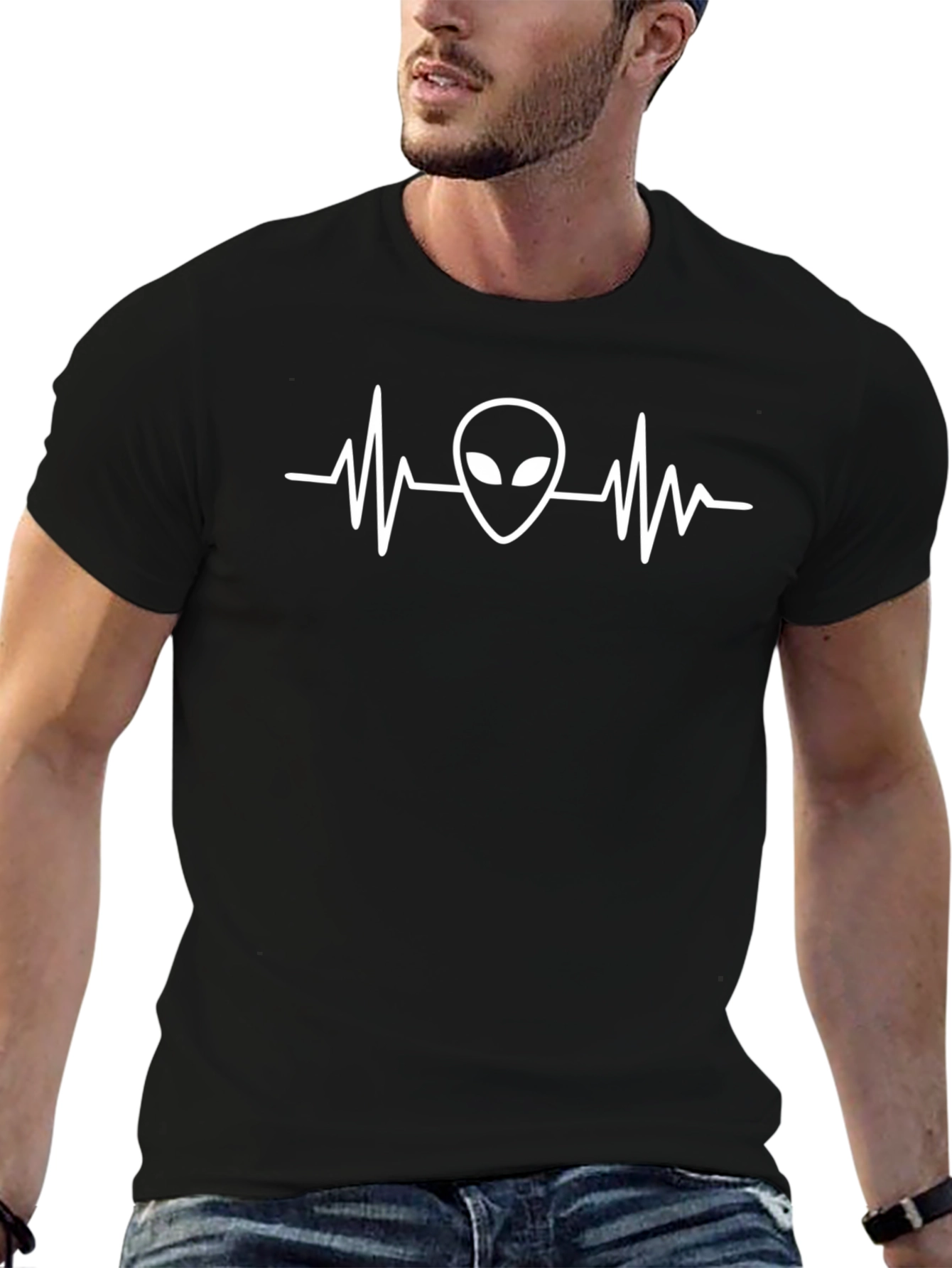 Alien Heartbeat Graphic T-Shirt - Black