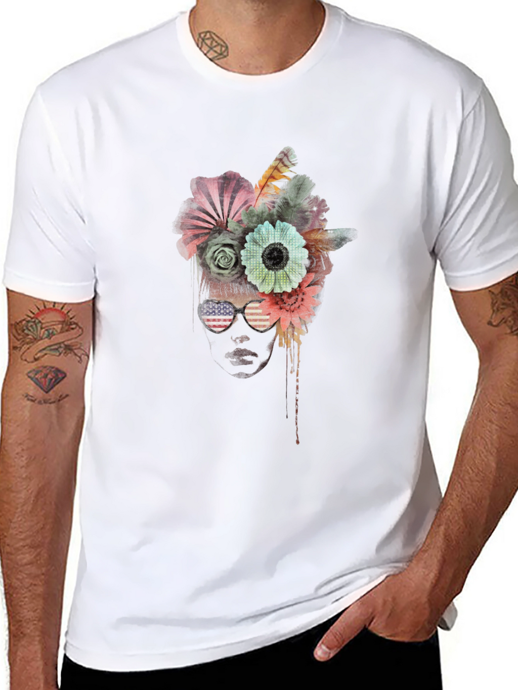 Floral Crown Sunglasses Graphic Tee