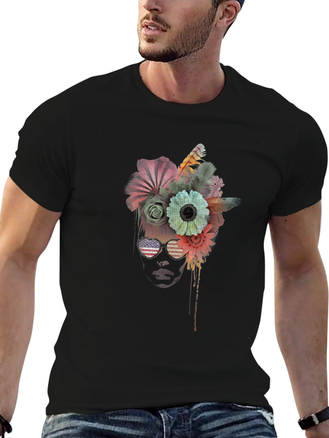 Floral Crown Sunglasses Graphic Tee