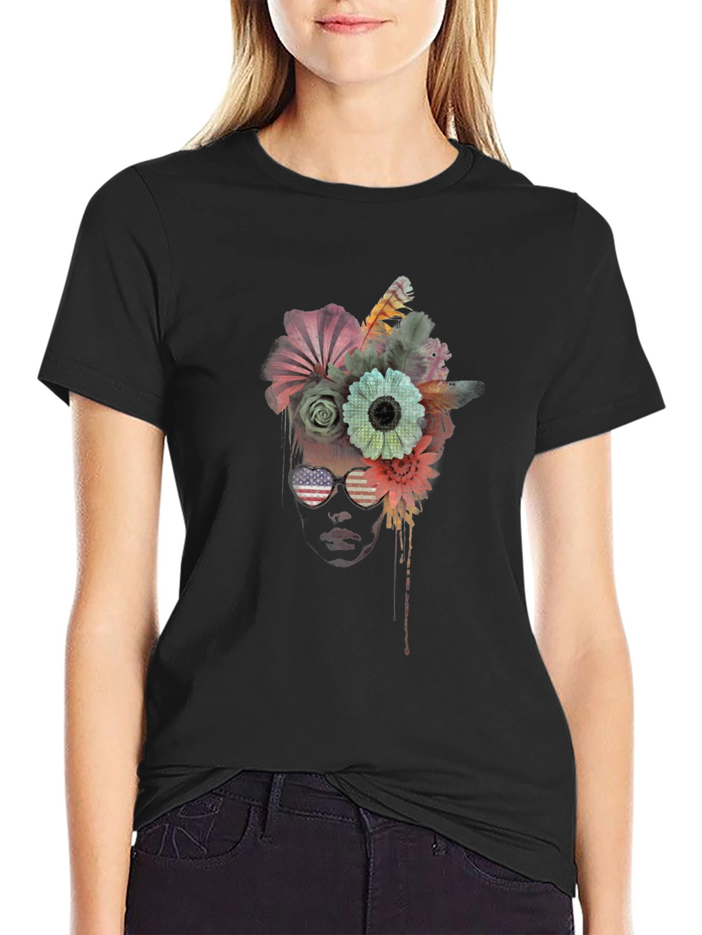Floral Crown Sunglasses Graphic Tee