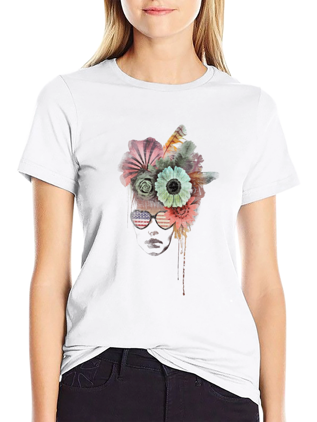 Floral Crown Sunglasses Graphic Tee