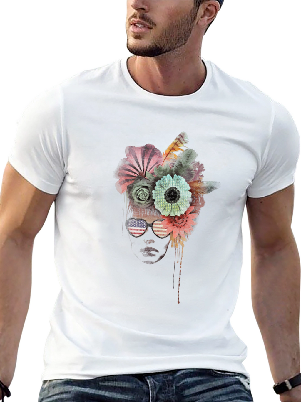 Floral Crown Sunglasses Graphic Tee