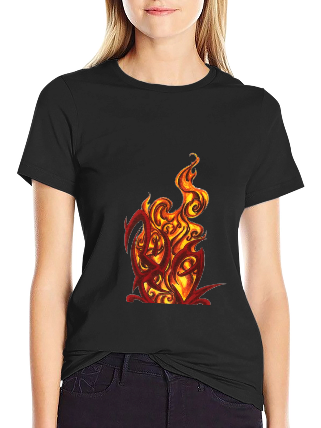 Fiery Graphic Tee - Bold Black T-Shirt
