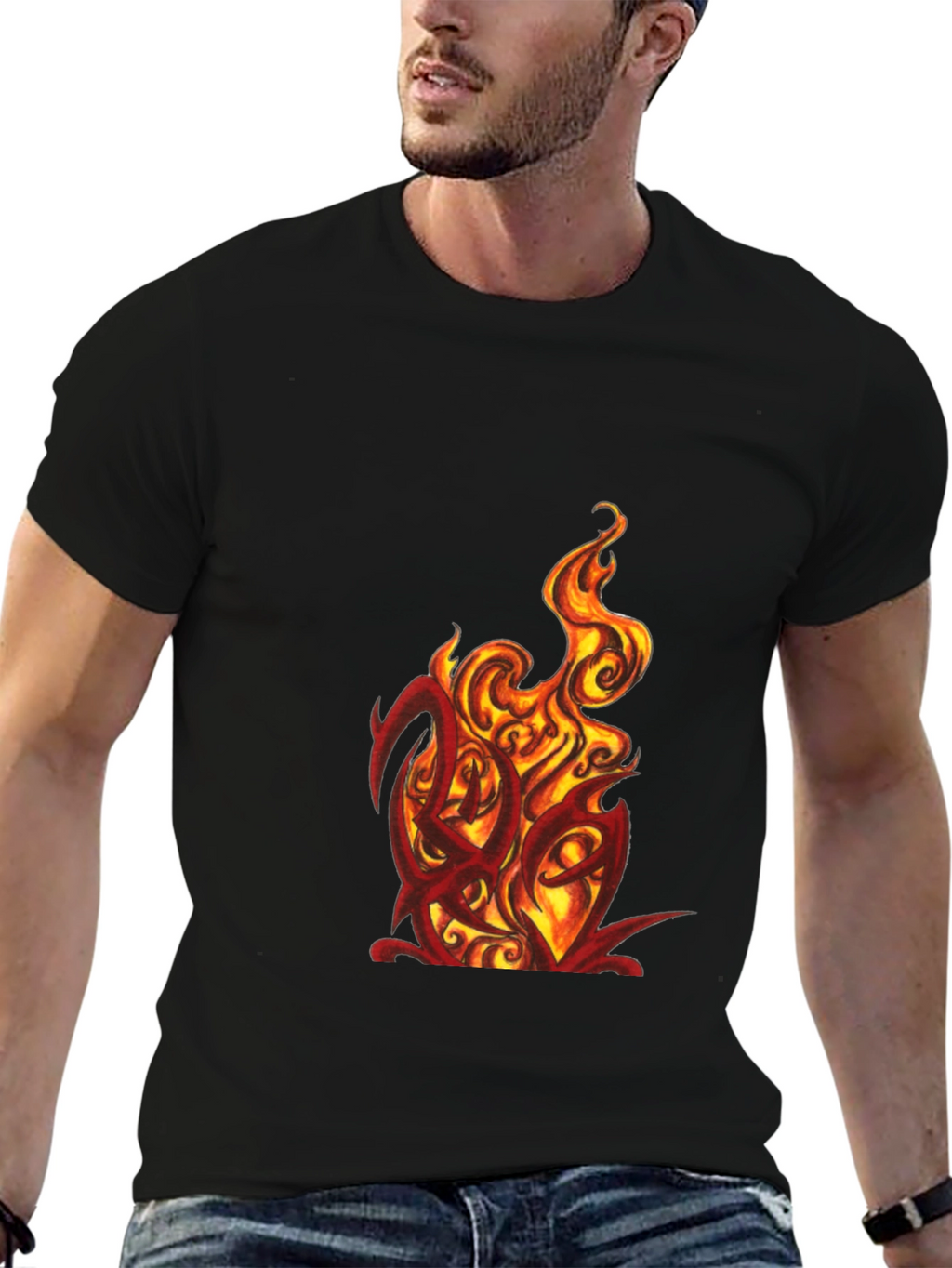 Fiery Graphic Tee - Bold Black T-Shirt