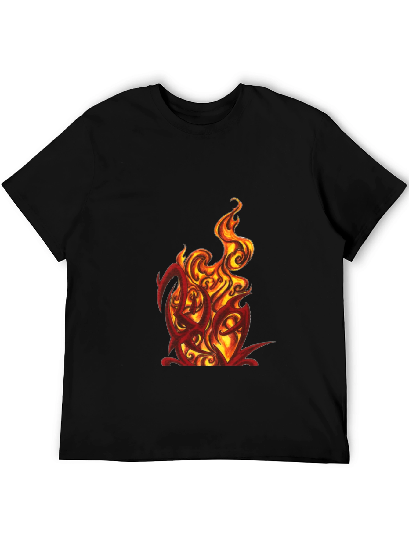 Fiery Graphic Tee - Bold Black T-Shirt