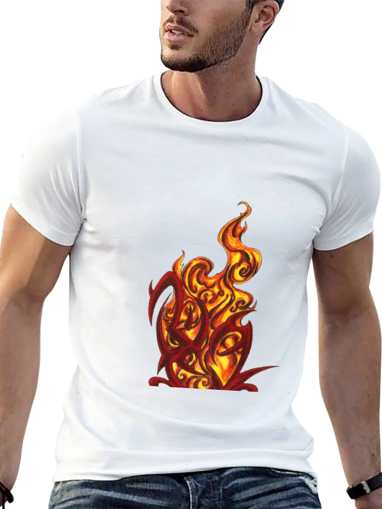 Fiery Graphic Tee - Bold Black T-Shirt