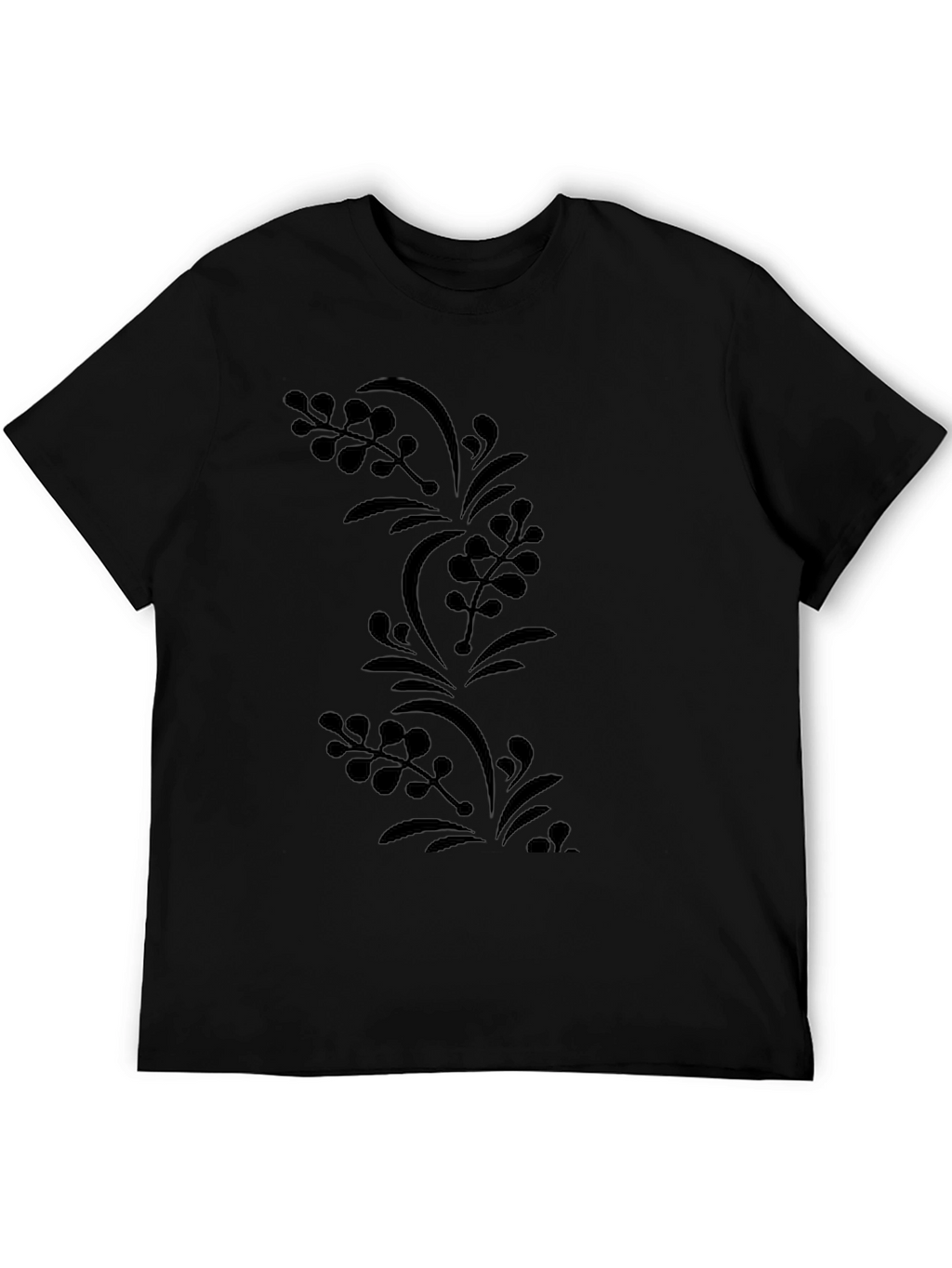 Mens Black Floral Print Tee