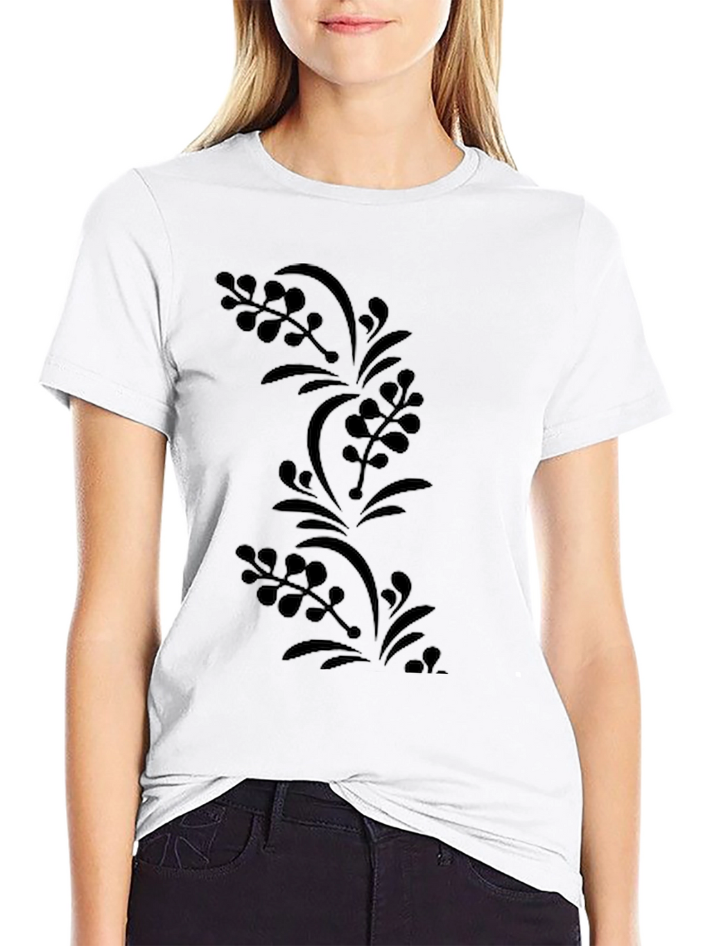 Mens Black Floral Print Tee
