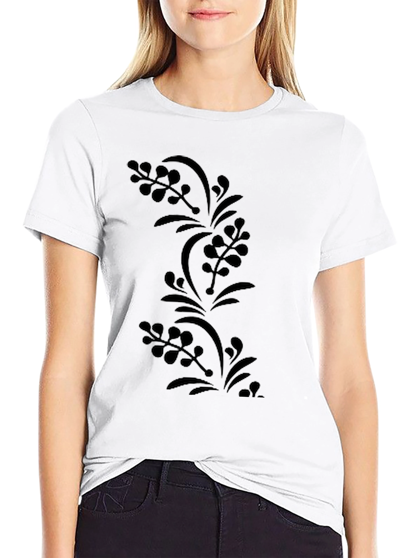 Mens Black Floral Print Tee