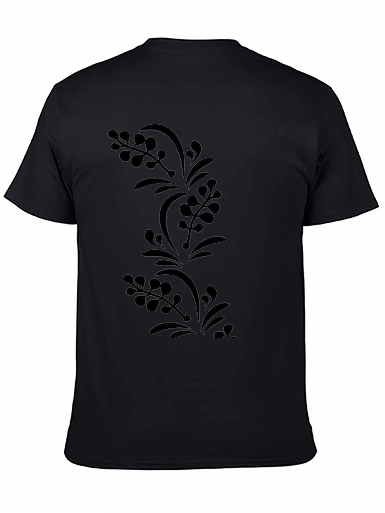 Mens Black Floral Print Tee
