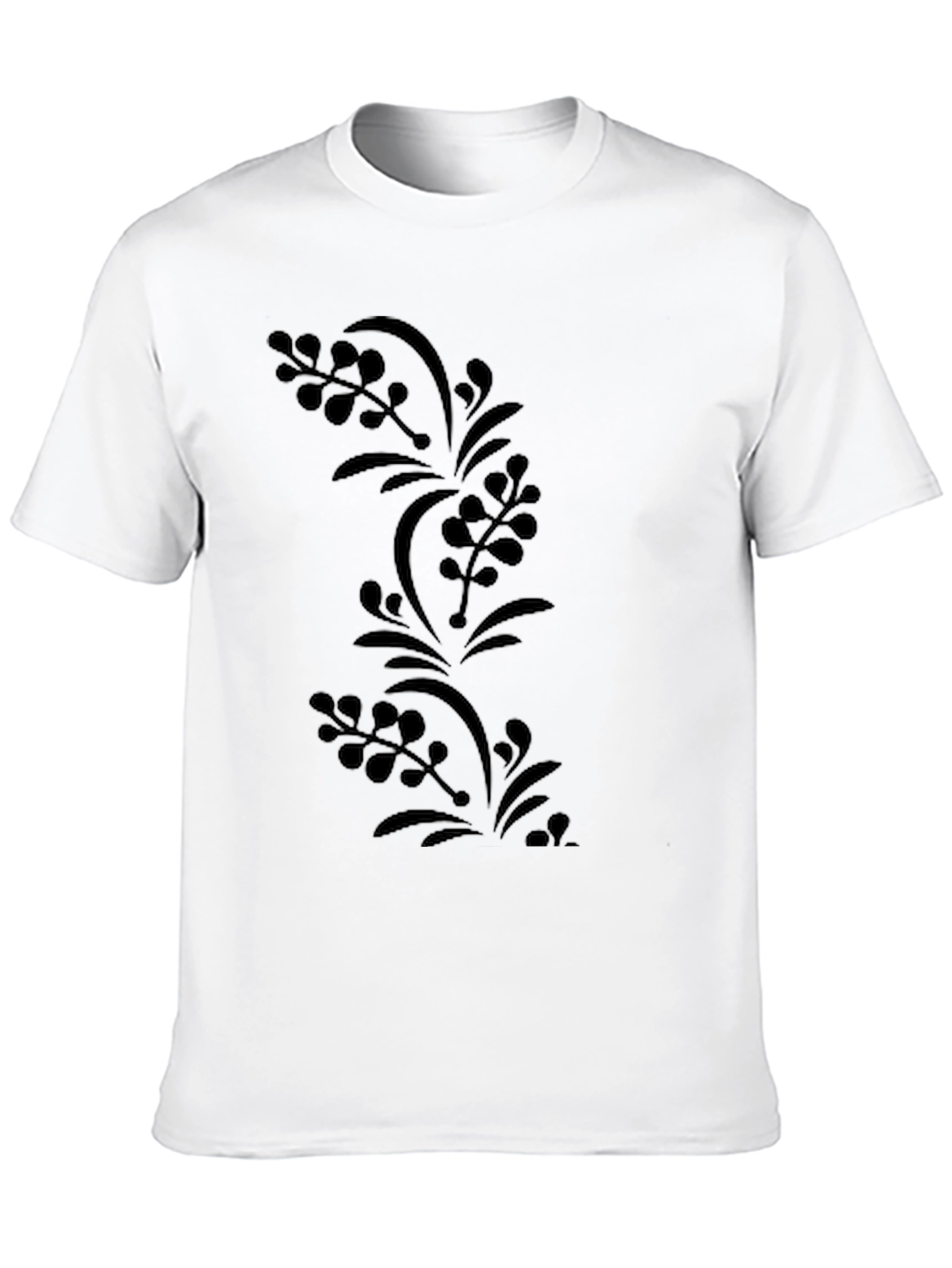Mens Black Floral Print Tee