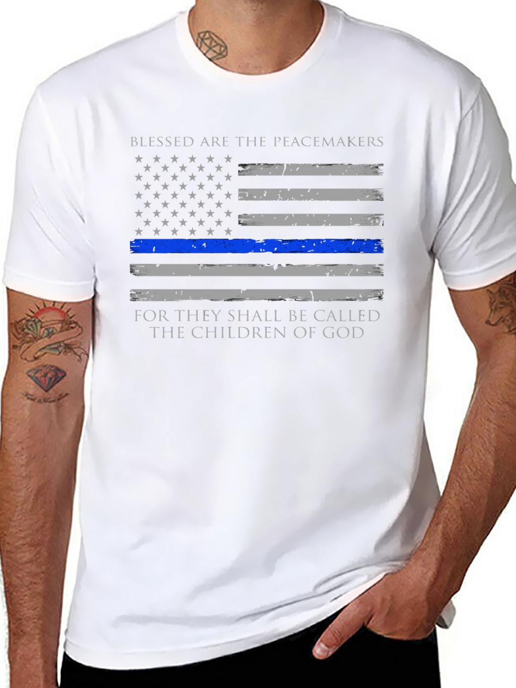 Blessed are the Peacemakers Thin Blue Line T-Shirt