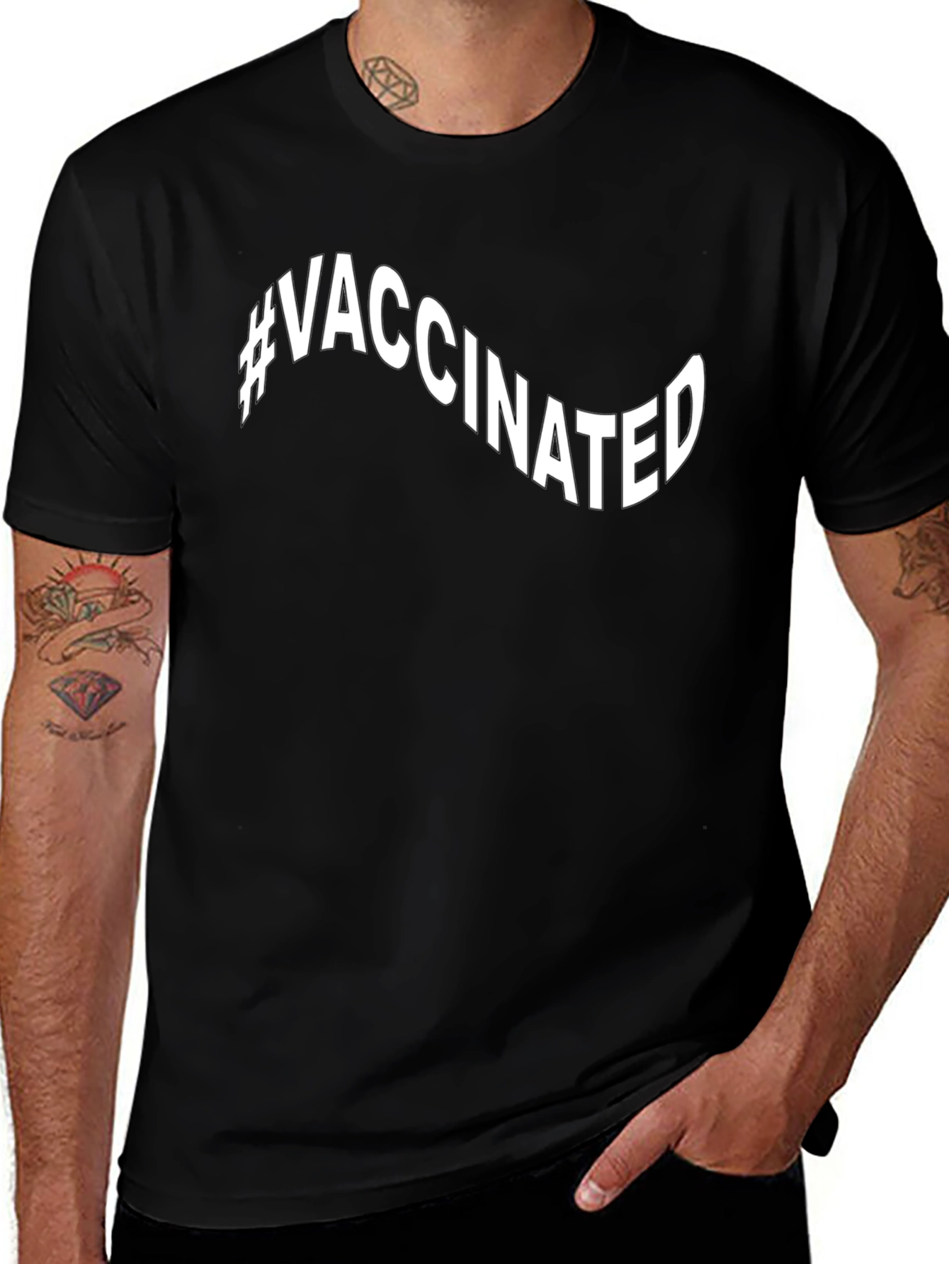 #Vaccinated Black Graphic T-Shirt
