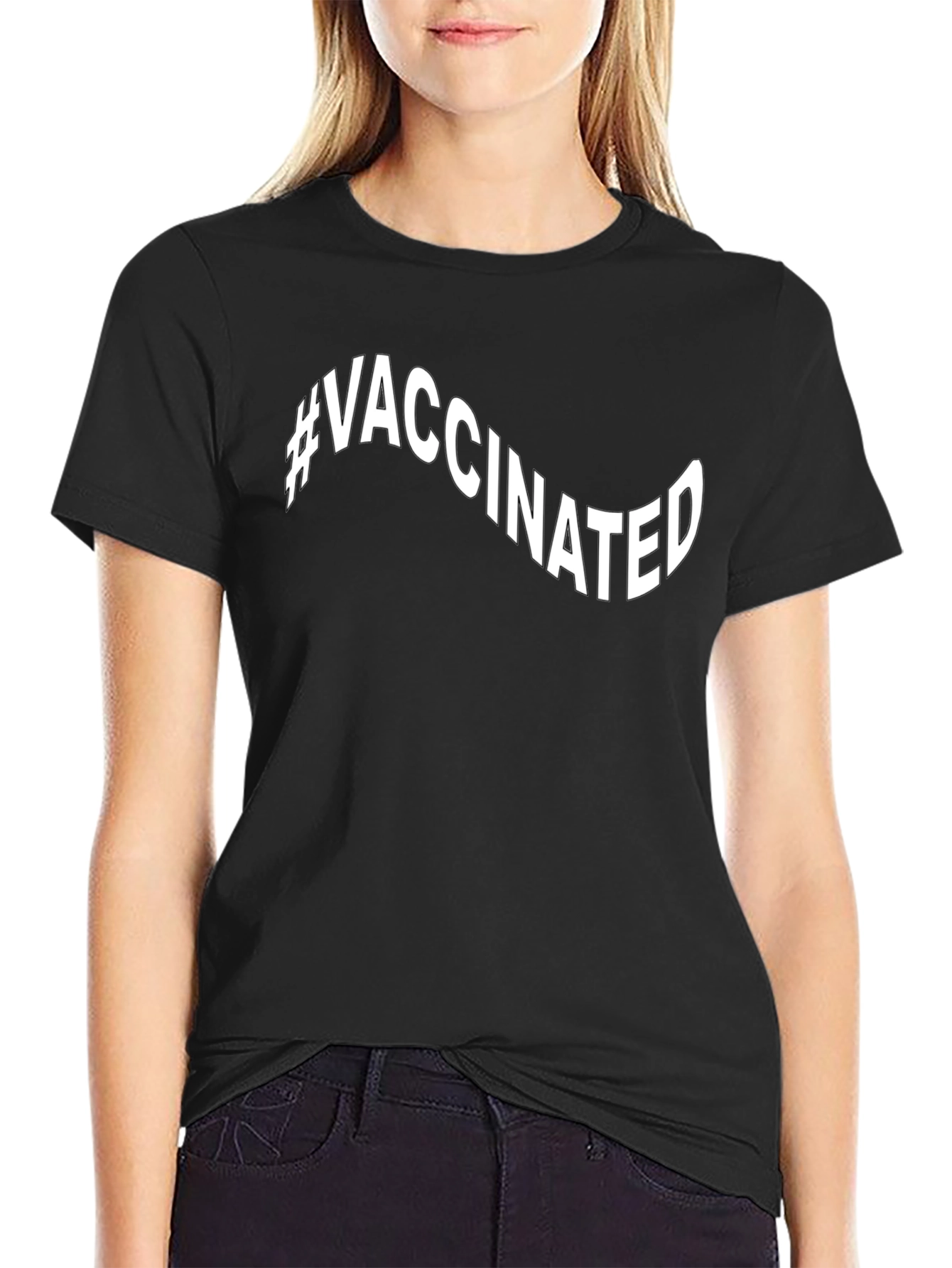 #Vaccinated Black Graphic T-Shirt