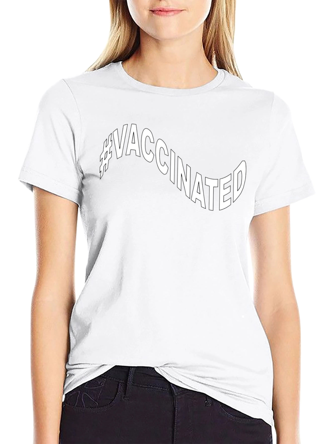 #Vaccinated Black Graphic T-Shirt