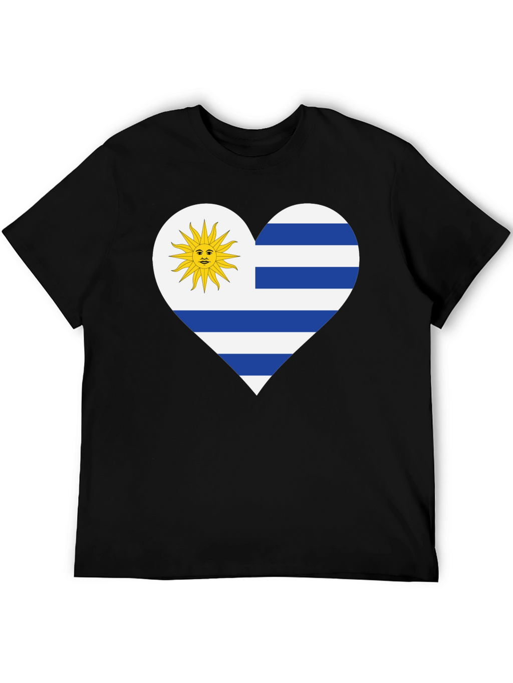 Uruguay Flag Heart T-Shirt - Black Tee