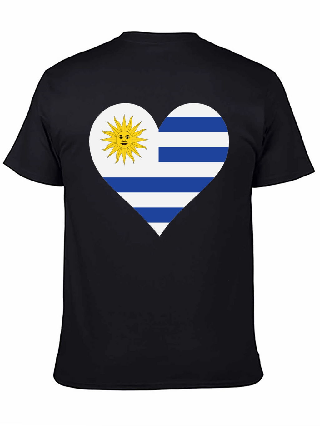 Uruguay Flag Heart T-Shirt - Black Tee