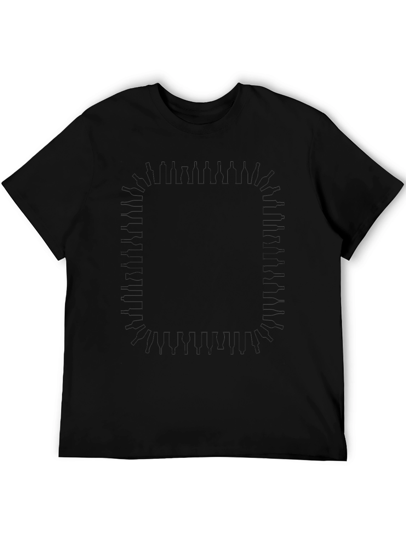 Bottle Border Black T-Shirt - Stylish Graphic Tee