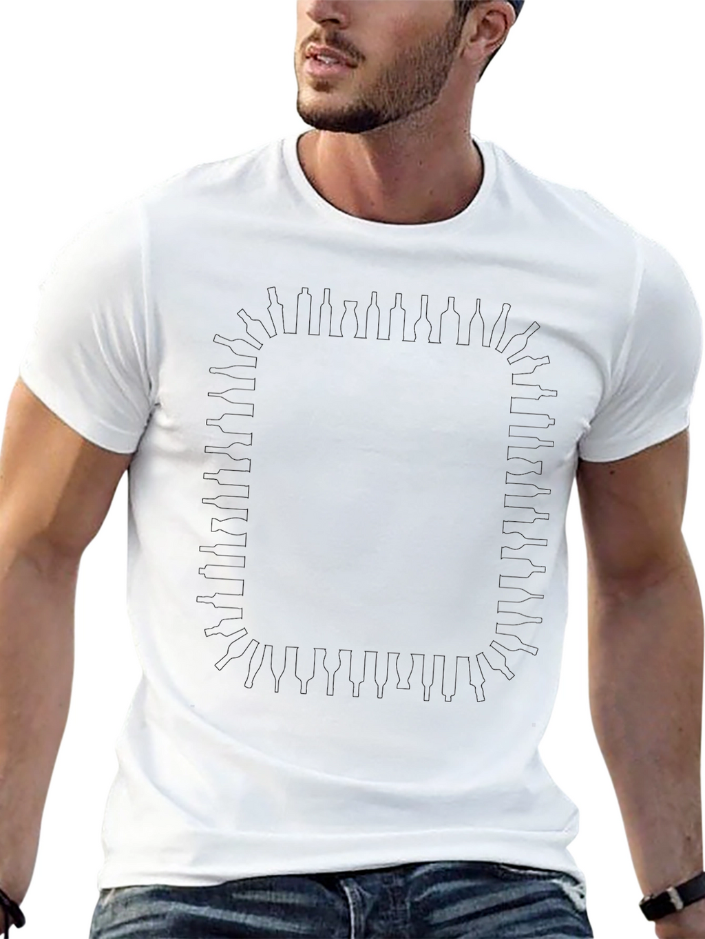 Bottle Border Black T-Shirt - Stylish Graphic Tee